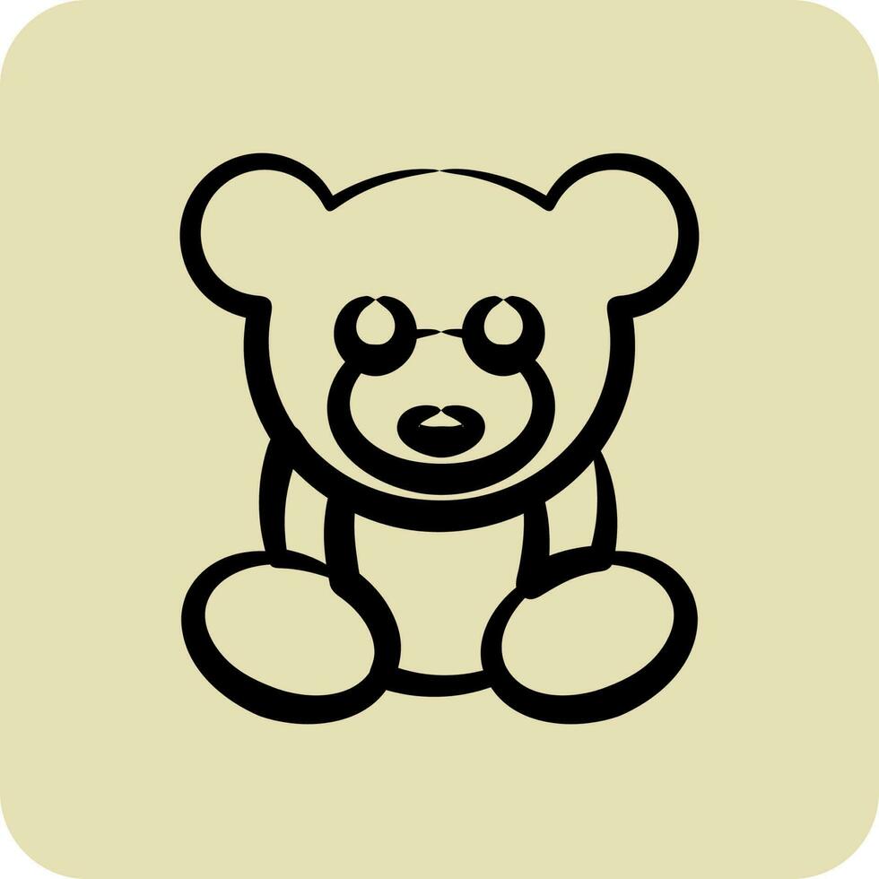 icono osito de peluche oso. adecuado para niños símbolo. mano dibujado estilo. sencillo diseño editable. diseño modelo vector