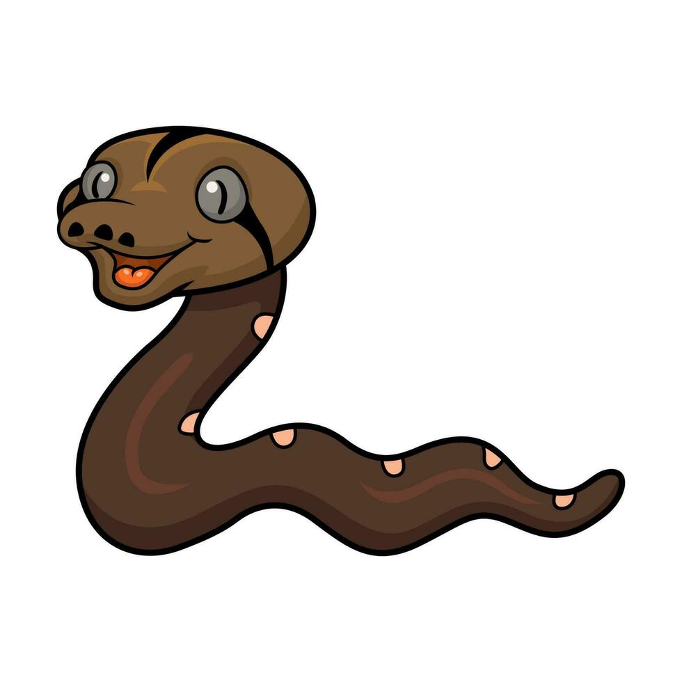 Cute golden child phantom reticulatus python cartoon vector