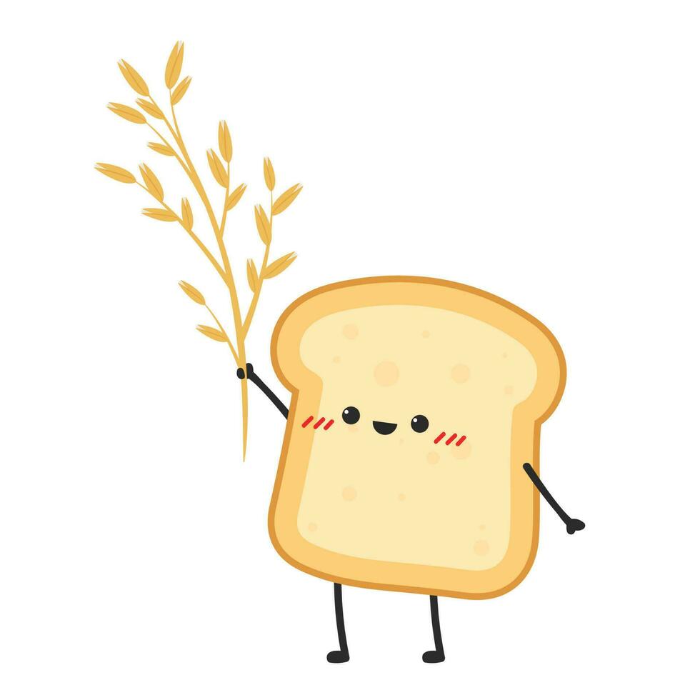 Bread character design. Bread on white background. Wheat vector. vector