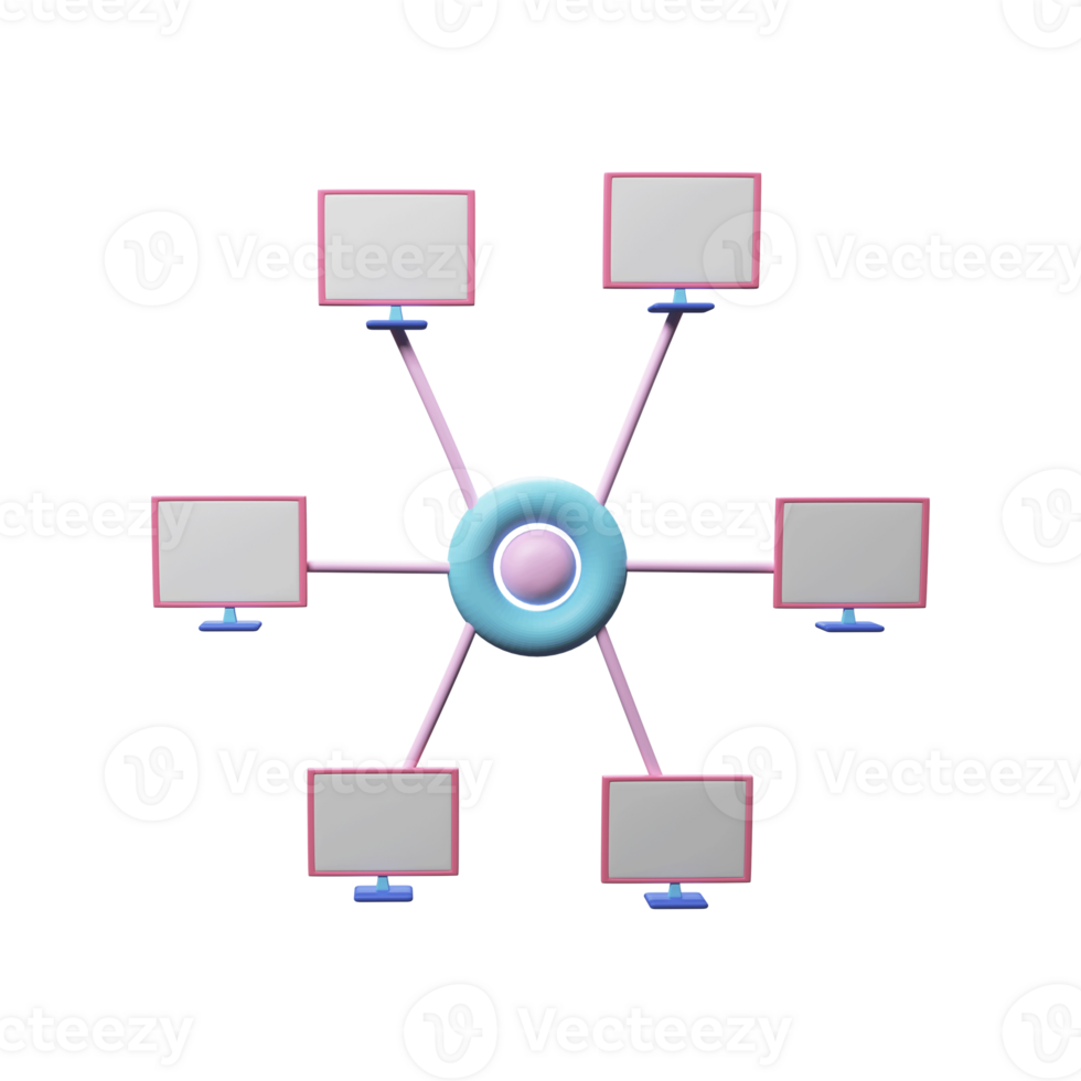 3d Rendern Computer oder Fernseher Netzwerk Verbindung Symbol png