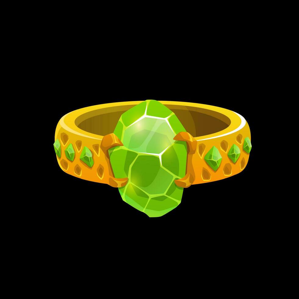 mago magia anillo con verde piedras preciosas, joyería vector