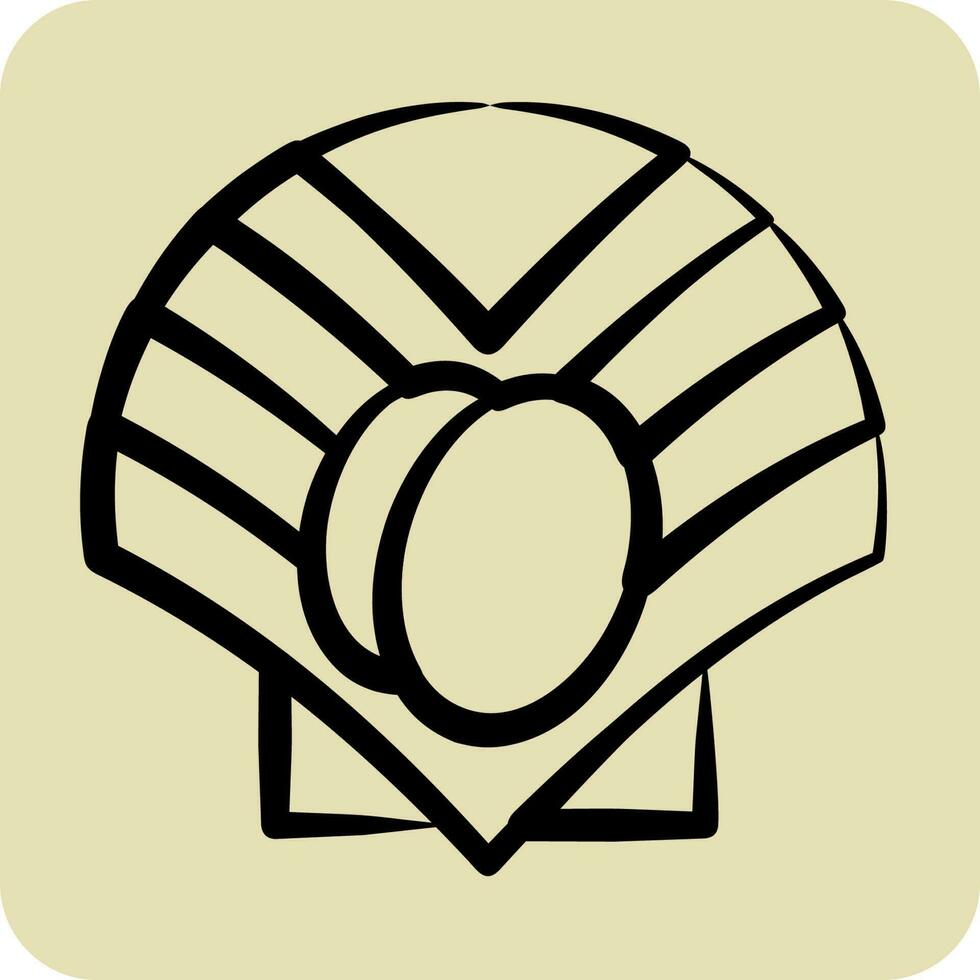 Icon Scallop. suitable for seafood symbol. hand drawn style. simple design editable. design template vector