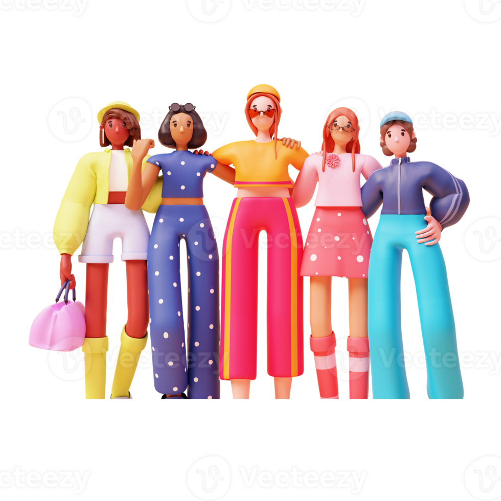 Group Of 3D Modern Young Girls png