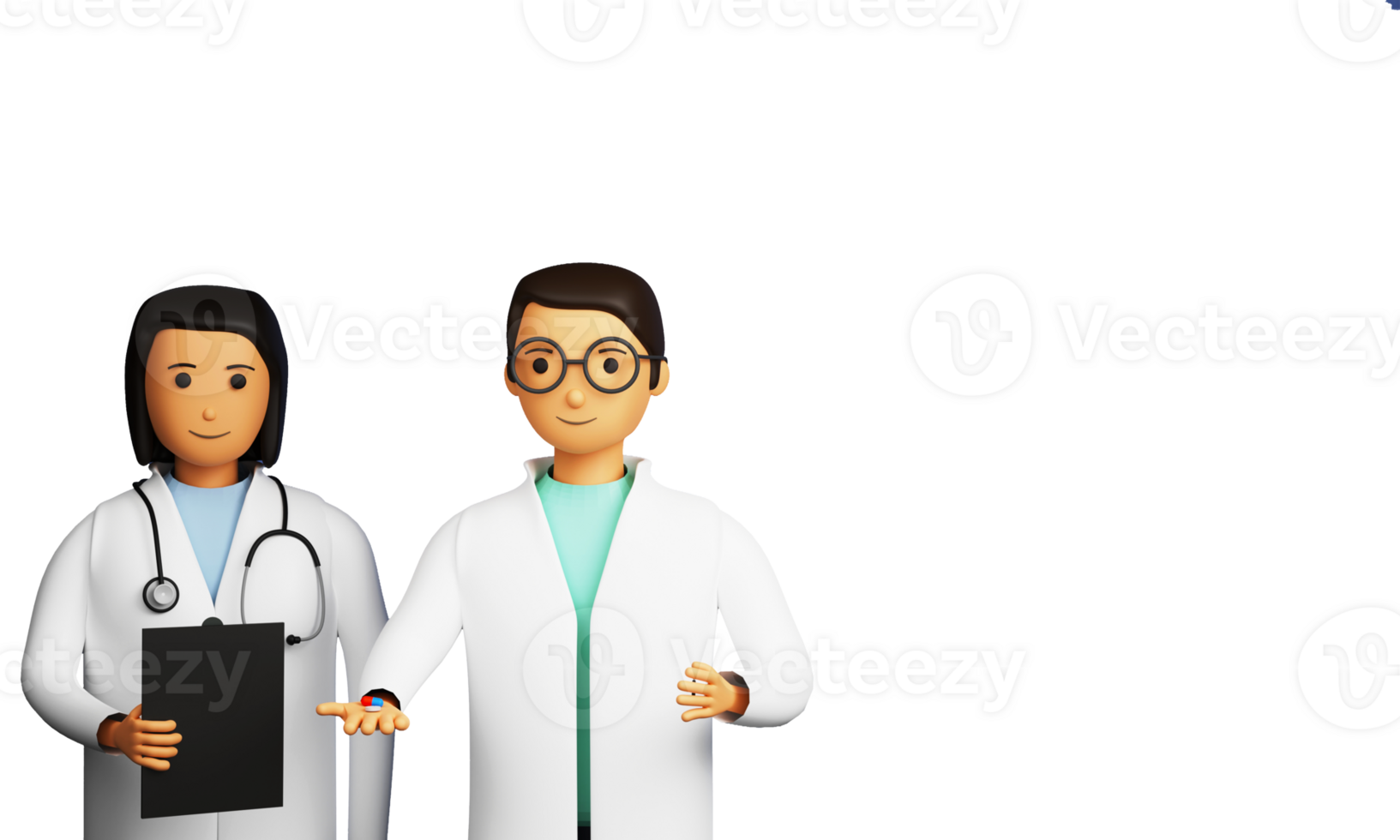 3D Rendering Of Male And Female Doctor Character png