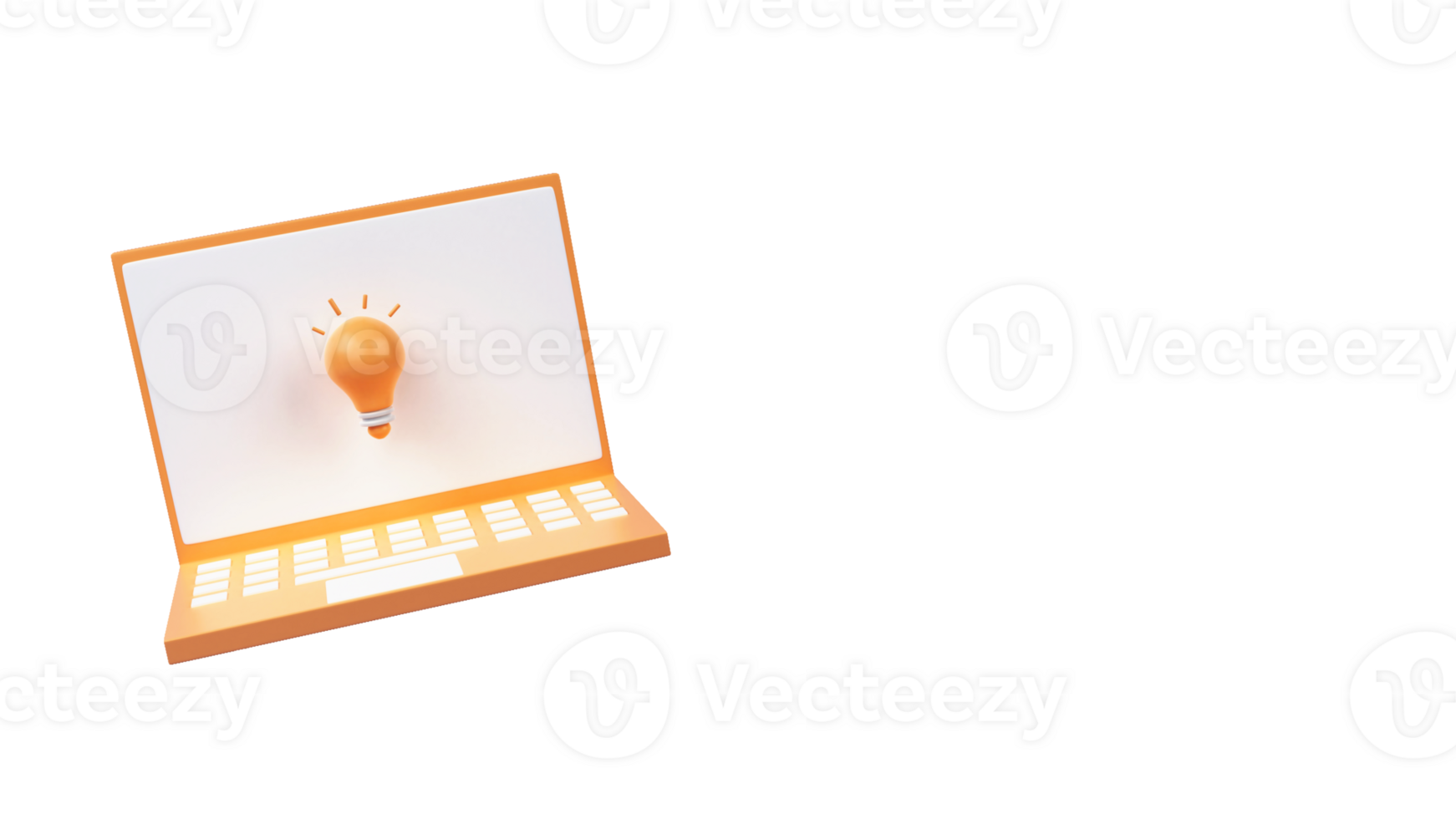 3D Render of Laptop With Light Bulb. png
