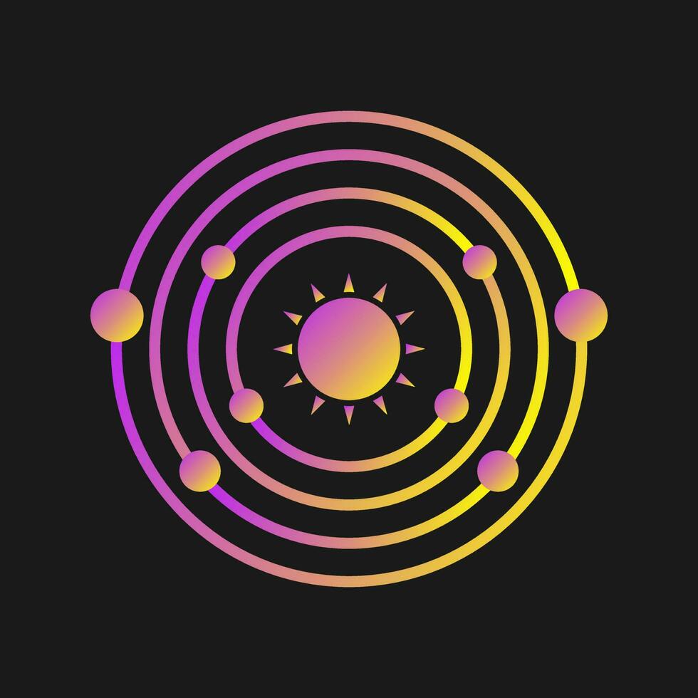 Planets Orbitting Sun Vector Icon