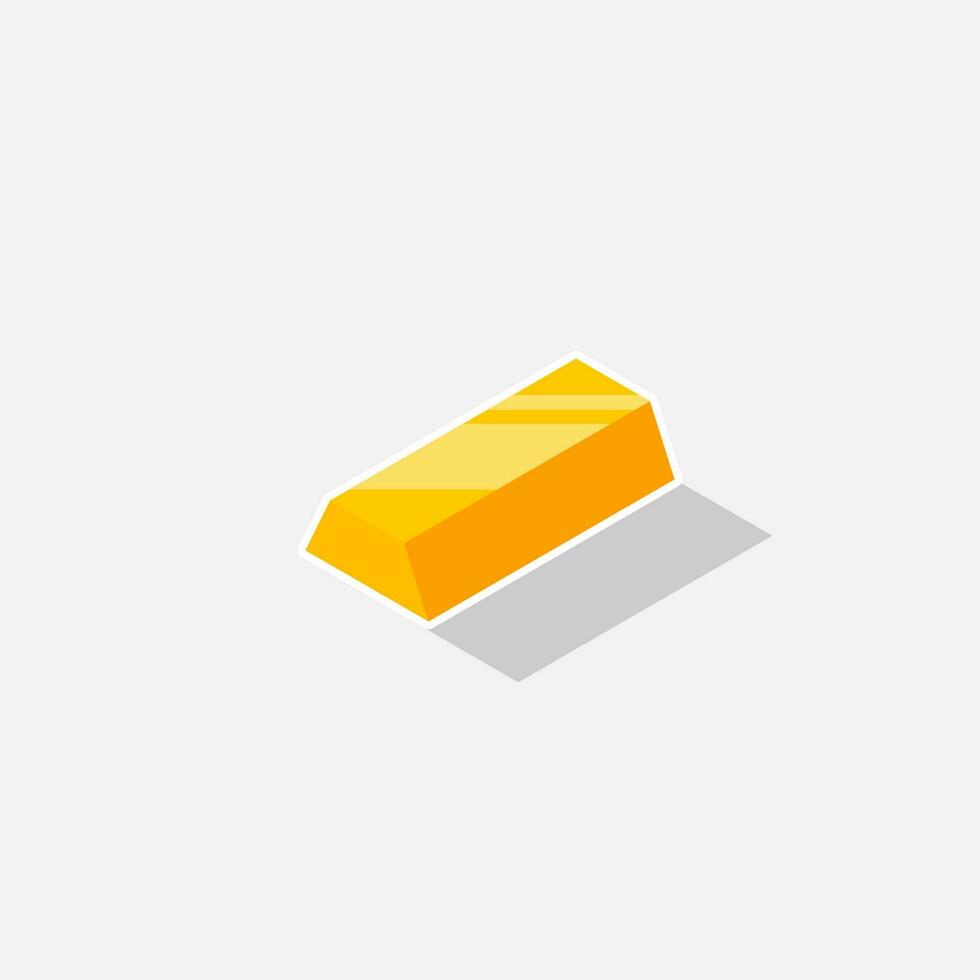 Gold Bar - White Stroke with Shadow icon vector isometric. Flat style vector illustration.