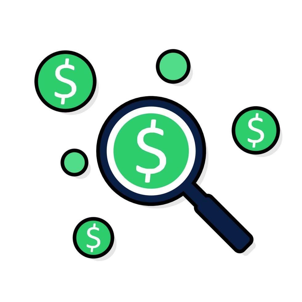 Profit analysis - Black Stroke with Shadow icon vector isolated. Flat style vector illustration.