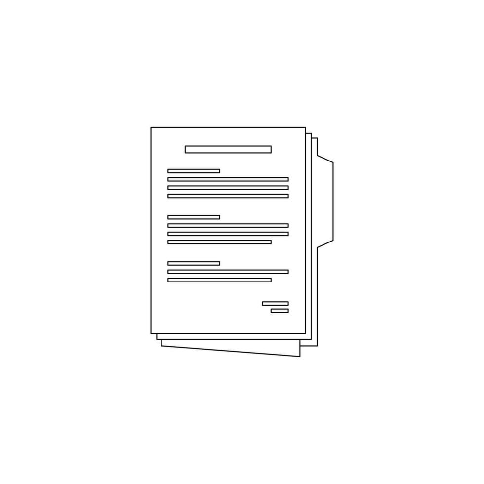 Document - Black Outline icon vector isolated. Flat style vector illustration.