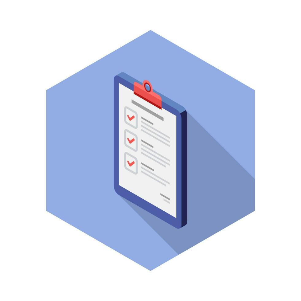 Checklist Isometric left view icon vector isometric. Flat style vector illustration.