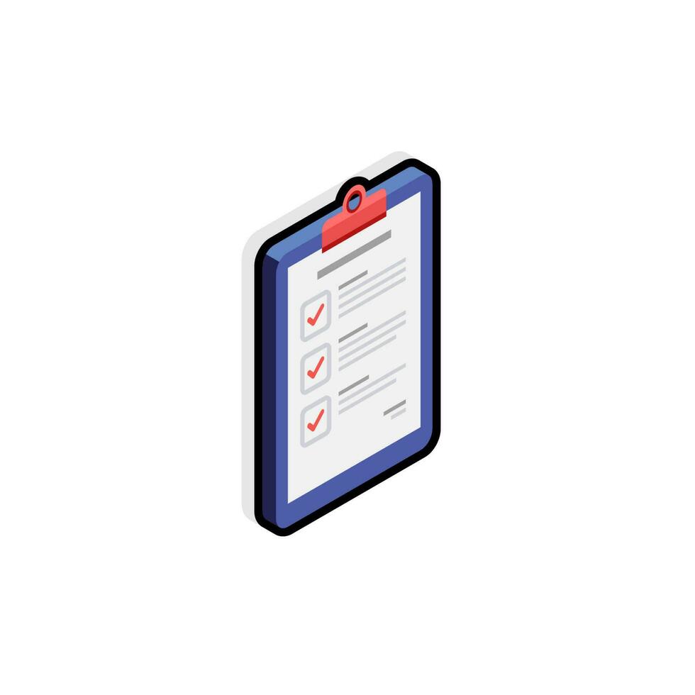 Checklist Isometric right view - Black Stroke with Shadow icon vector isometric. Flat style vector illustration.