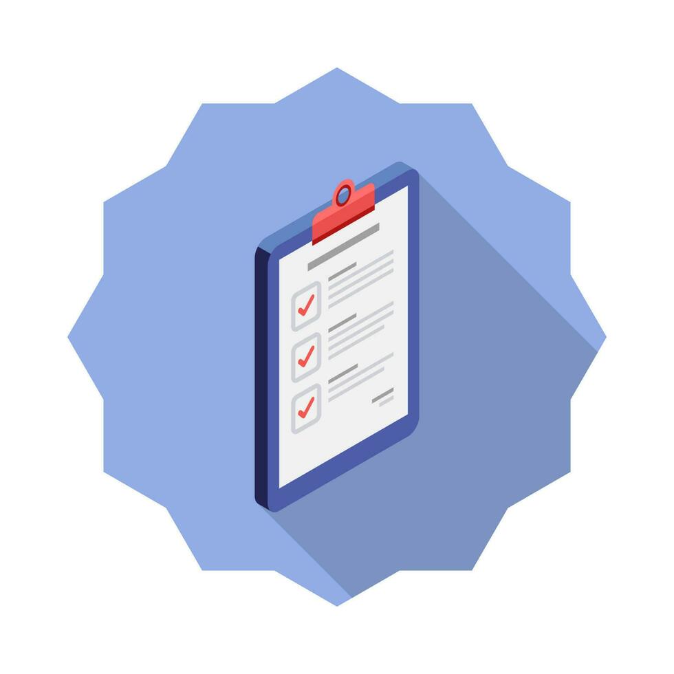 Checklist Isometric right view icon vector isometric. Flat style vector illustration.