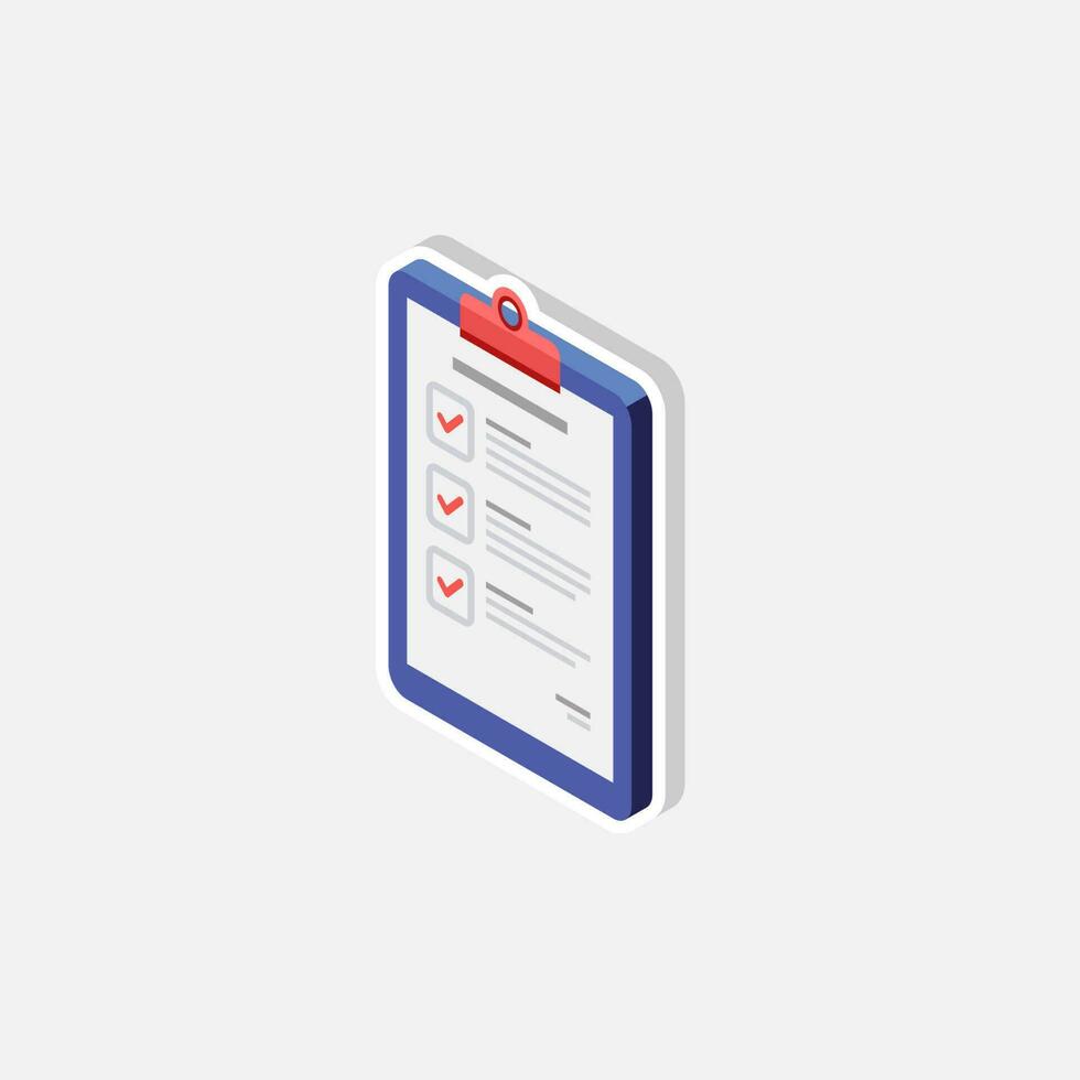 Checklist Isometric left view - White Stroke with Shadow icon vector isometric. Flat style vector illustration.
