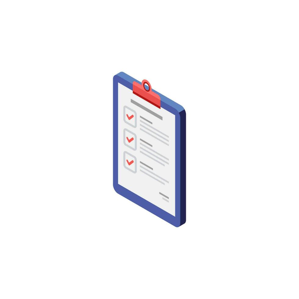 Checklist Isometric left view - White Background icon vector isometric. Flat style vector illustration.