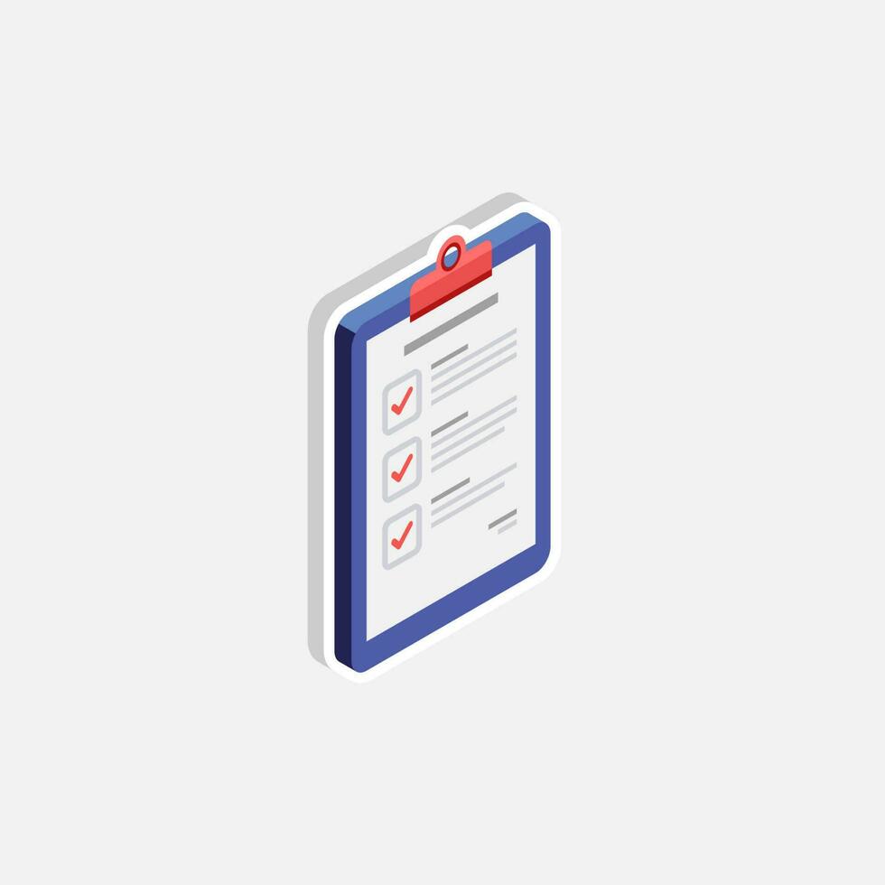 Checklist Isometric right view - White Stroke with Shadow icon vector isometric. Flat style vector illustration.