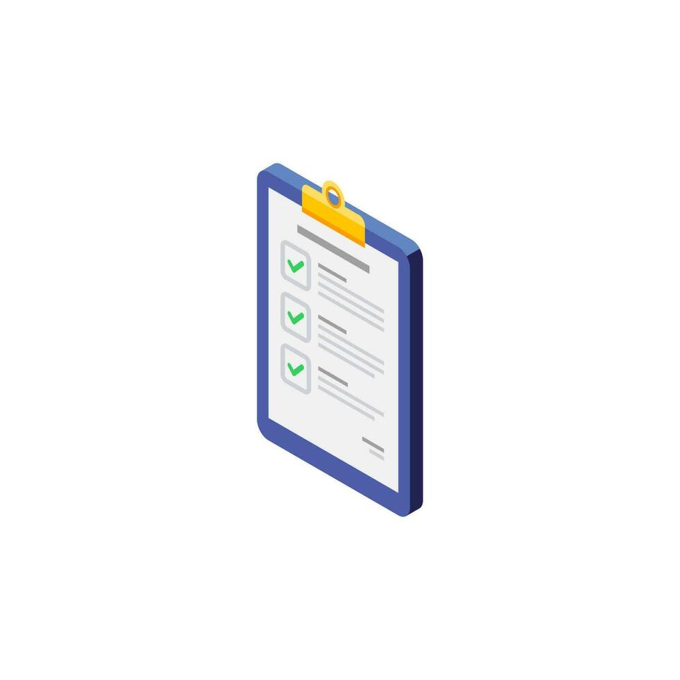 Checklist Isometric left view - White Background icon vector isometric. Flat style vector illustration.