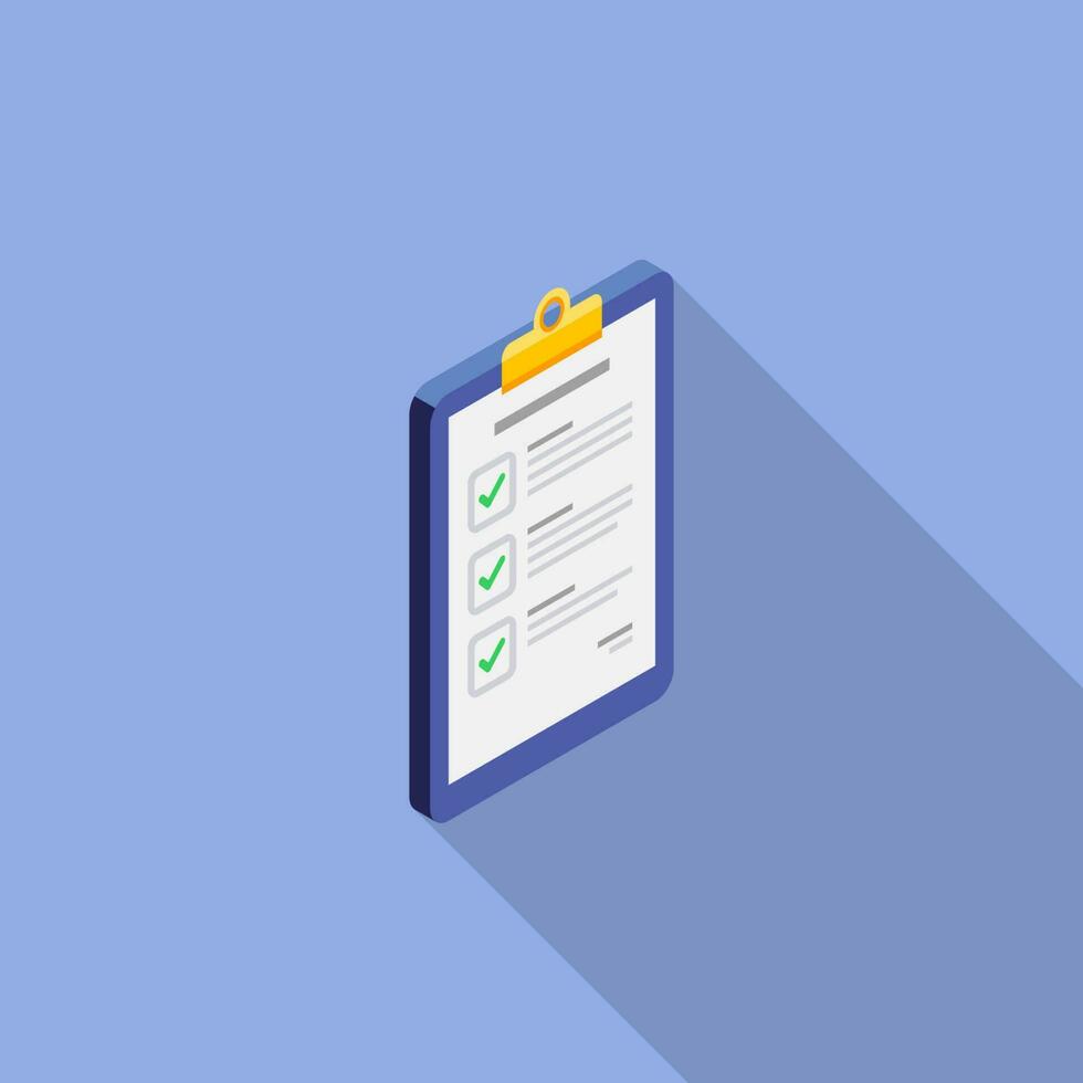 Checklist Isometric right view icon vector isometric. Flat style vector illustration.