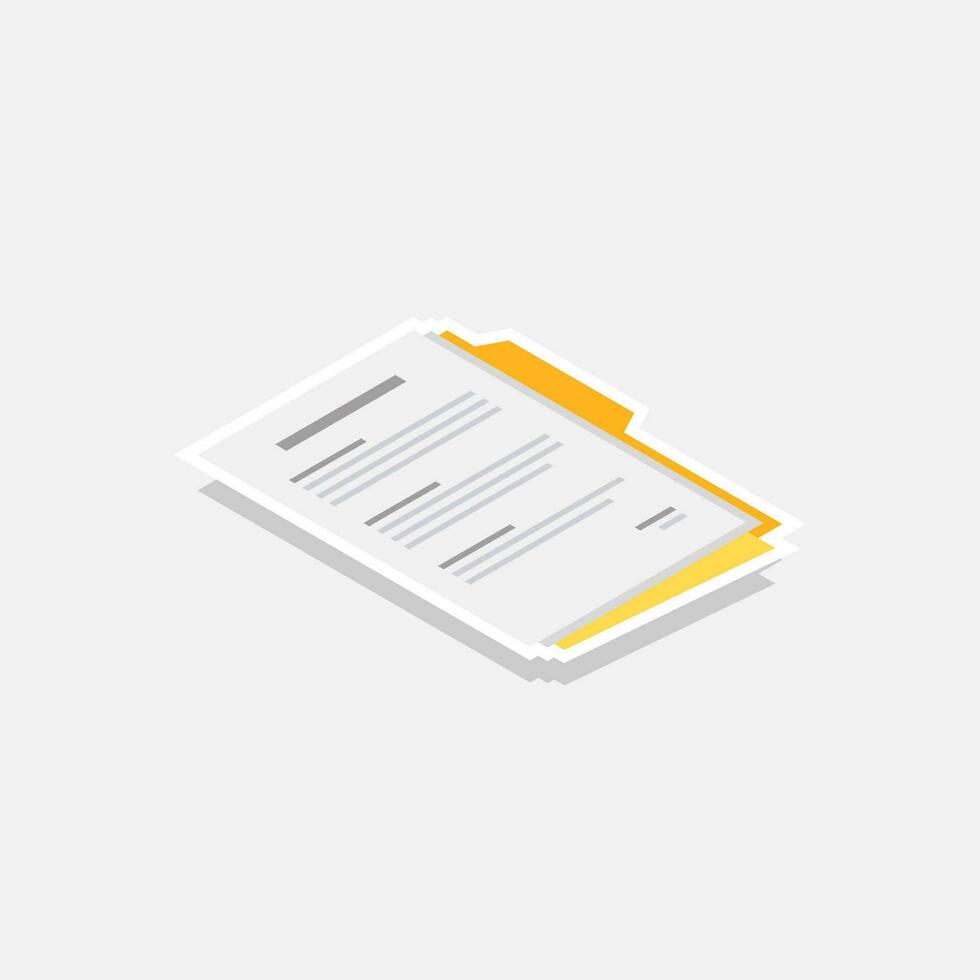 Document Isometric right view - White Stroke with Shadow icon vector isometric. Flat style vector illustration.