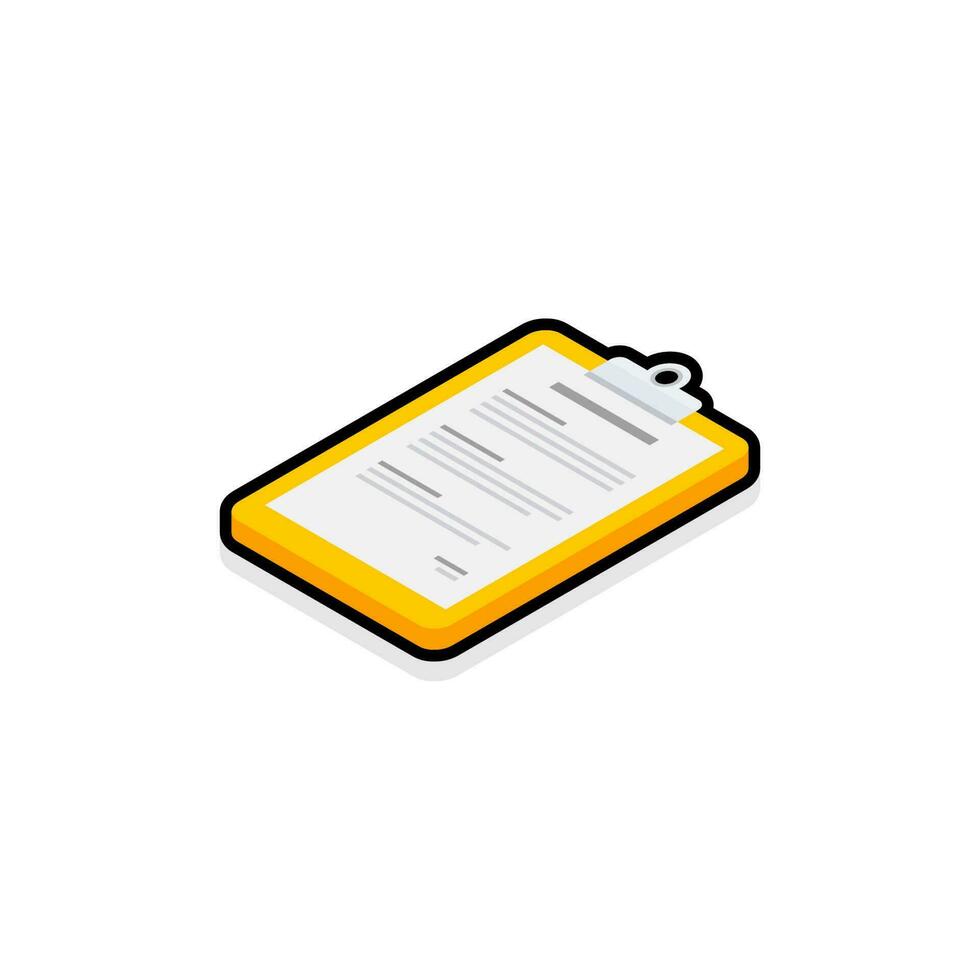 Clipboard Isometric left view - Black Stroke with Shadow icon vector isometric. Flat style vector illustration.