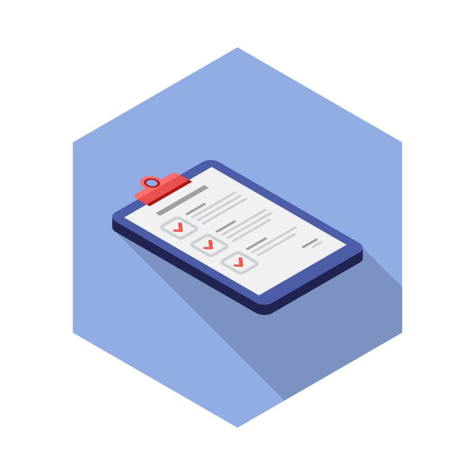 Checklist Isometric right view icon vector isometric. Flat style vector illustration.