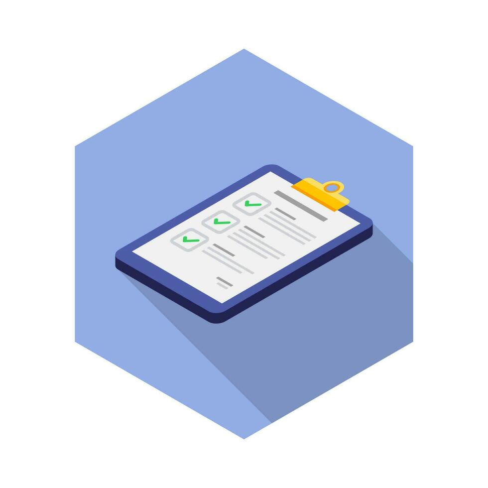 Checklist Isometric left view icon vector isometric. Flat style vector illustration.
