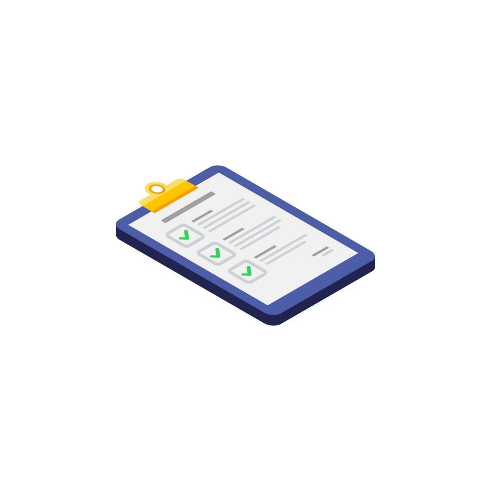 Checklist Isometric right view - White Background icon vector isometric. Flat style vector illustration.