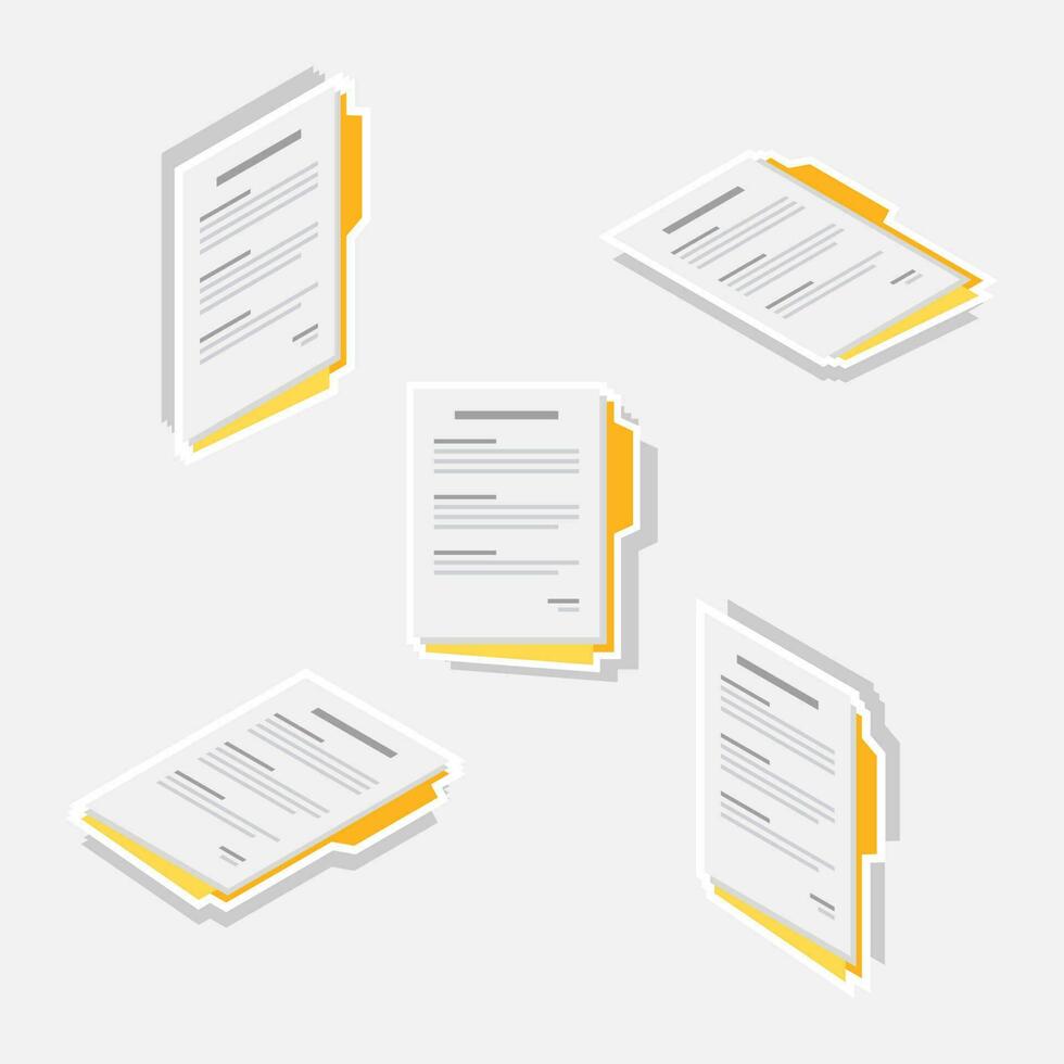 Document Isometric and Flat - White Stroke with Shadow icon vector. Flat style vector illustration.