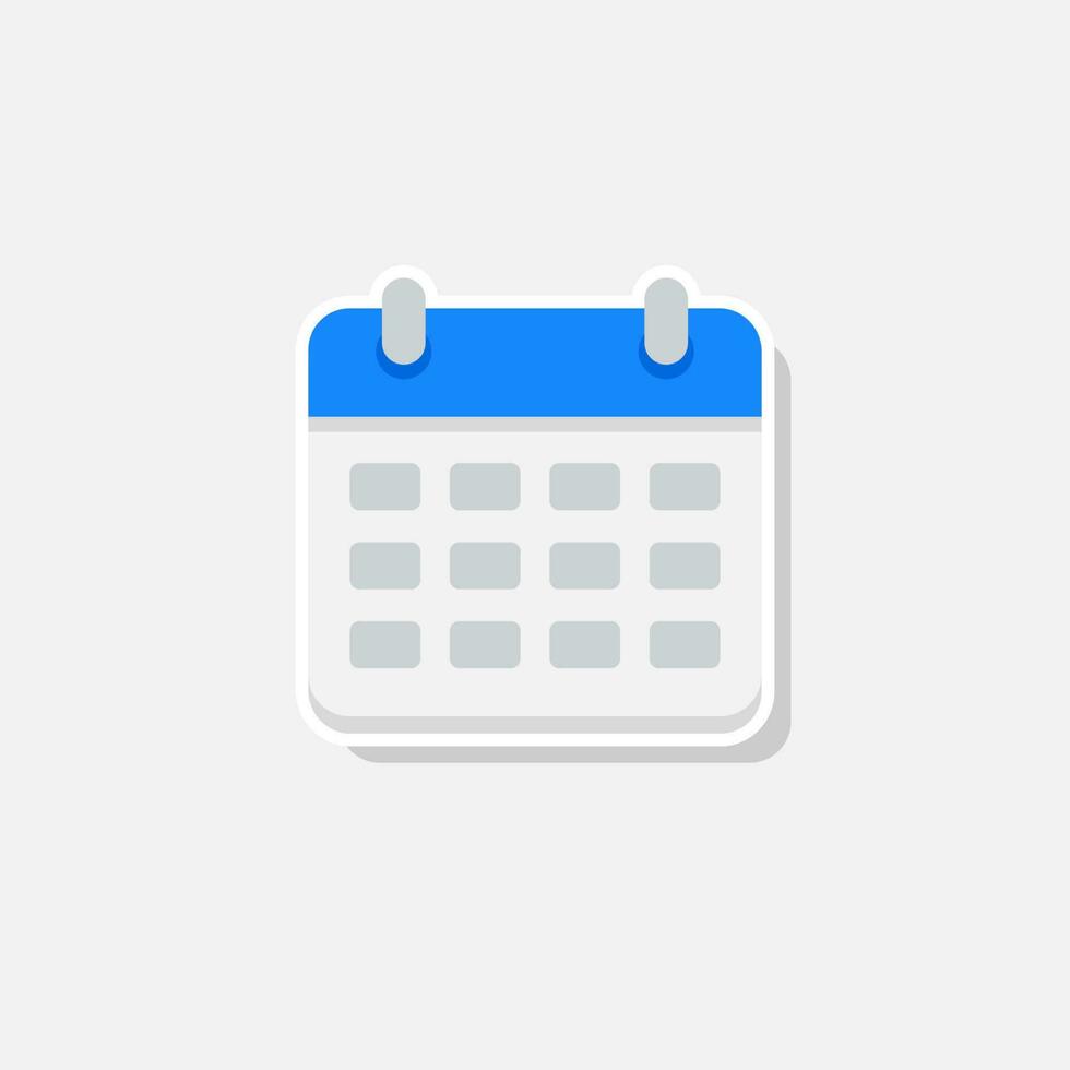 Calendar - White Stroke with Shadow icon vector isolated. Flat style vector illustration.