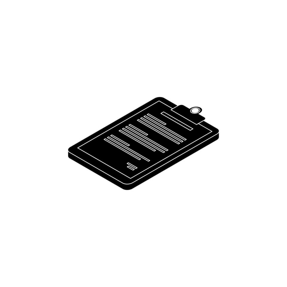 Clipboard Isometric left view - White Outline icon vector isometric. Flat style vector illustration.