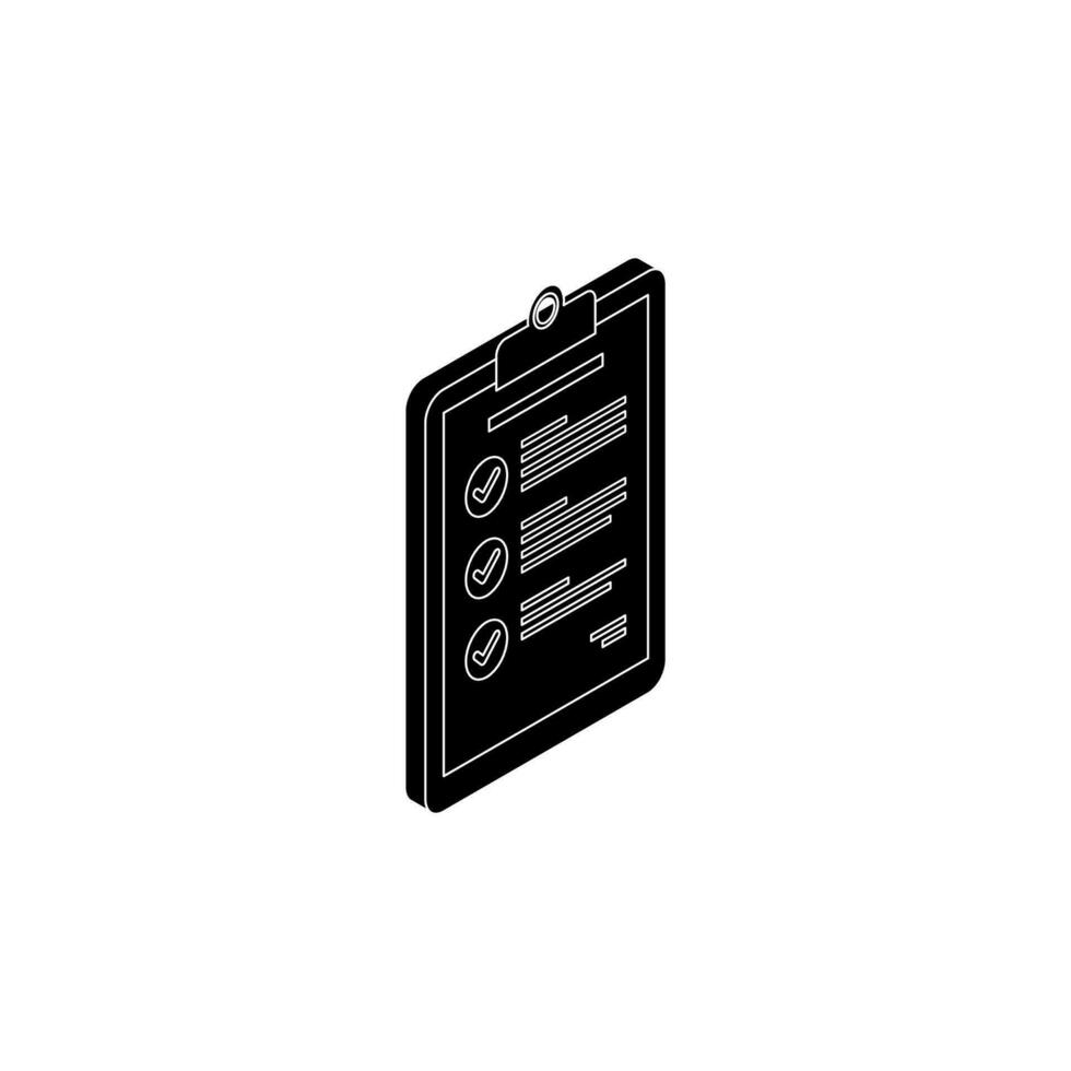 Checklist Isometric right view - White Outline icon vector isometric. Flat style vector illustration.