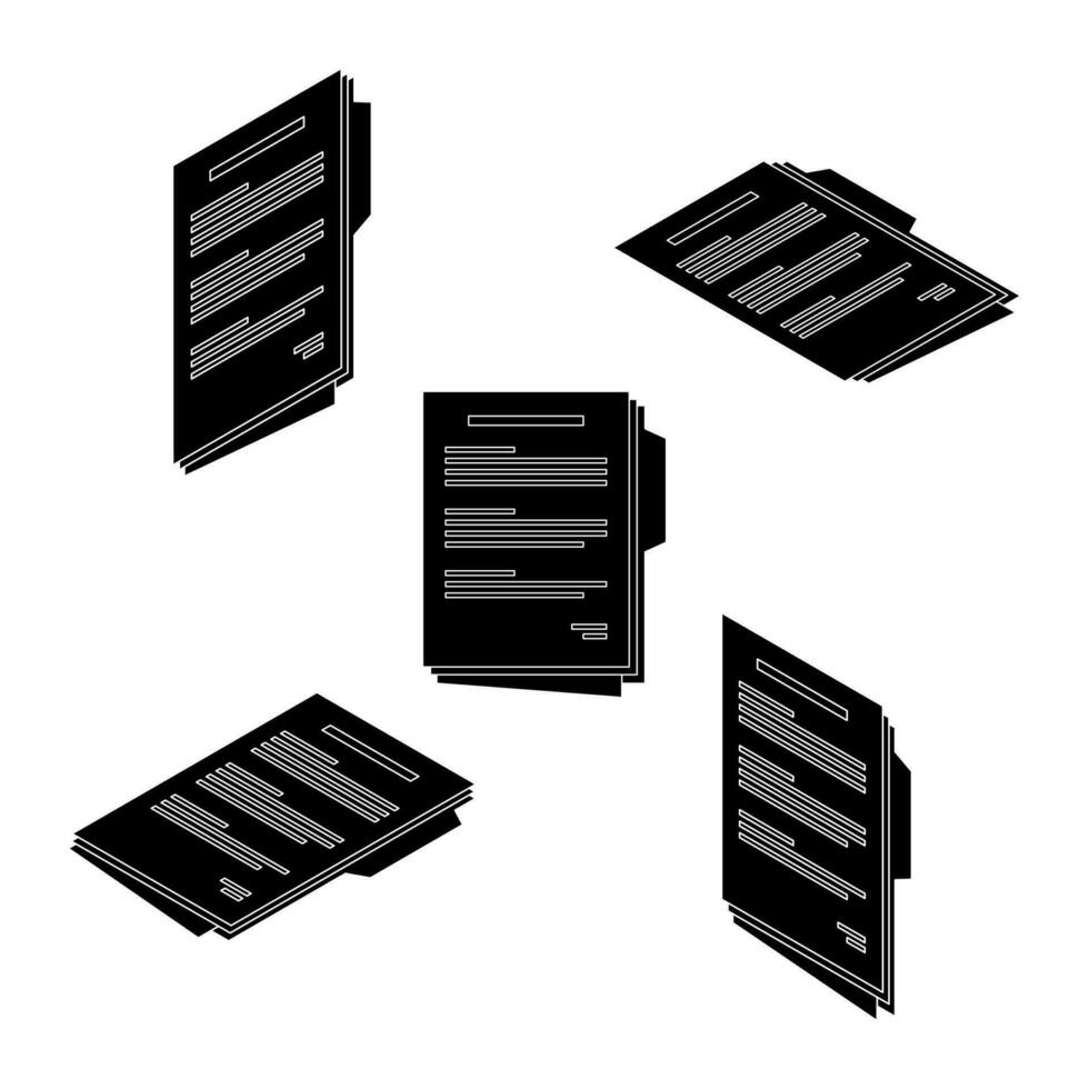 Document Isometric and Flat - White Outline icon vector. Flat style vector illustration.