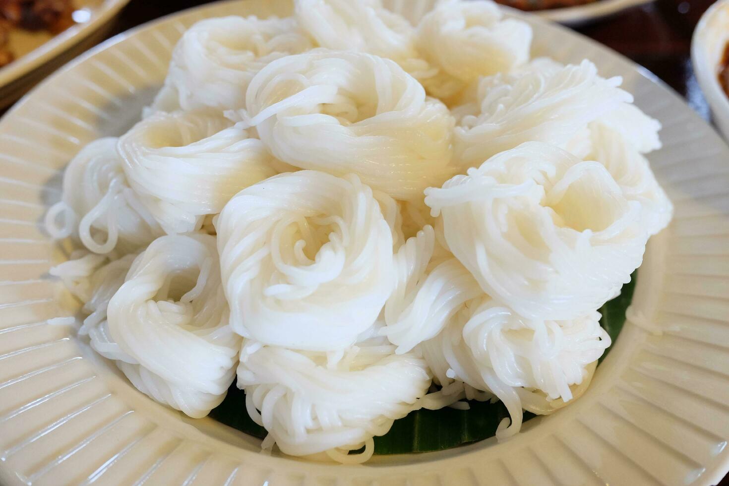 Rice Noodles on white dish. photo