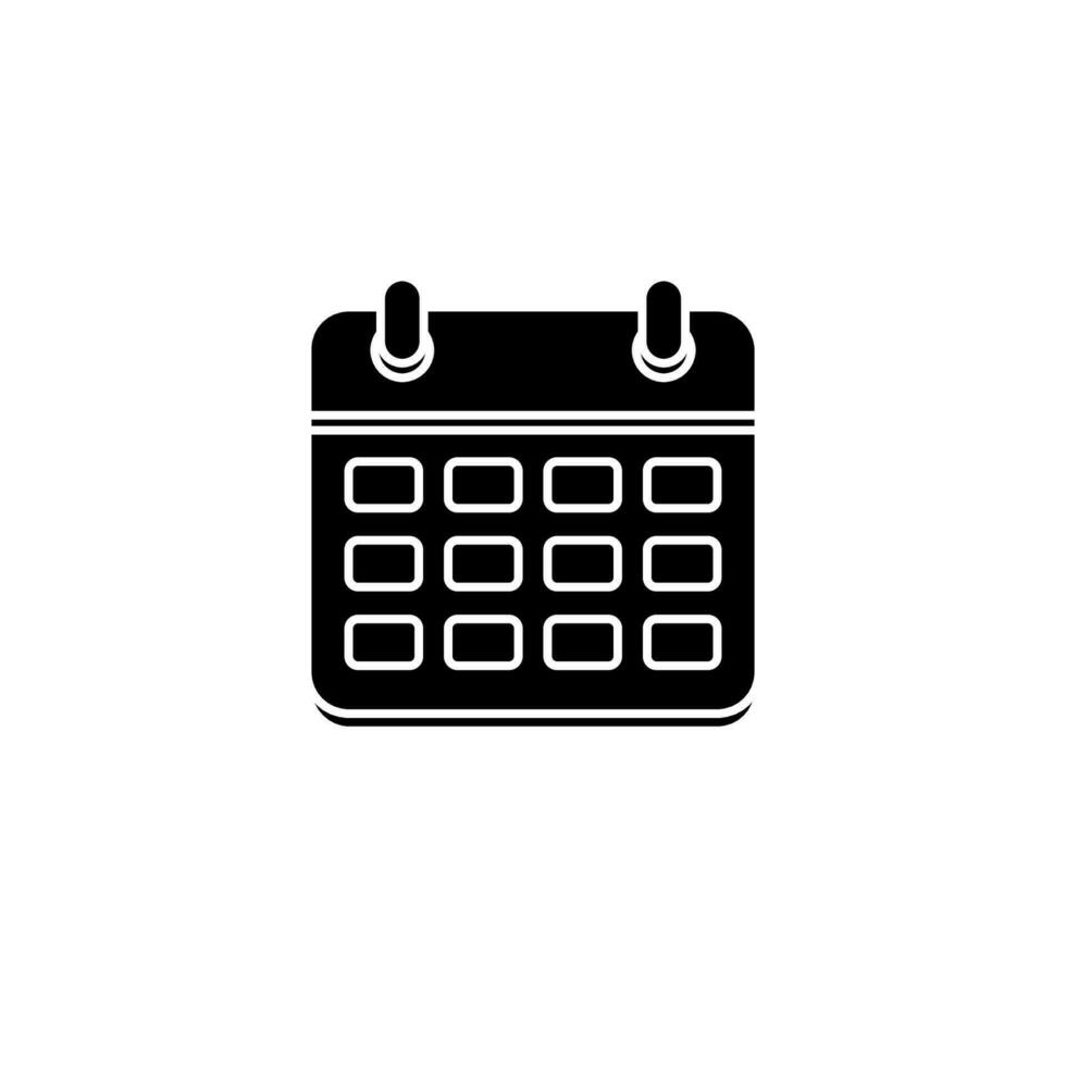Calendar - White Outline icon vector isolated. Flat style vector illustration.
