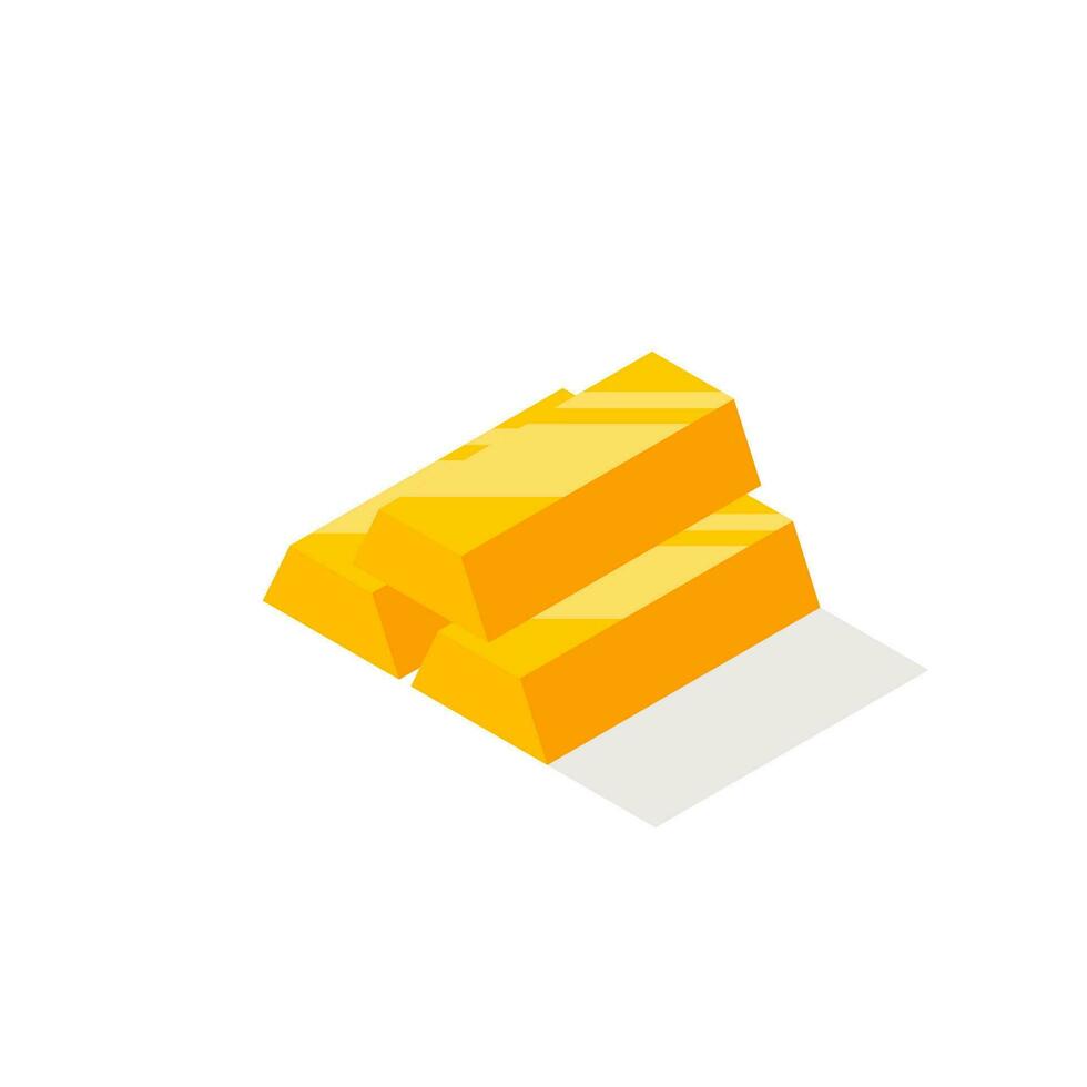 Gold Bar - Shadow icon vector isometric. Flat style vector illustration.