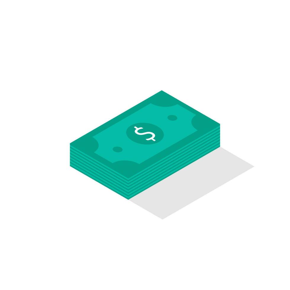 Dollar Money - Shadow icon vector isometric. Flat style vector illustration.