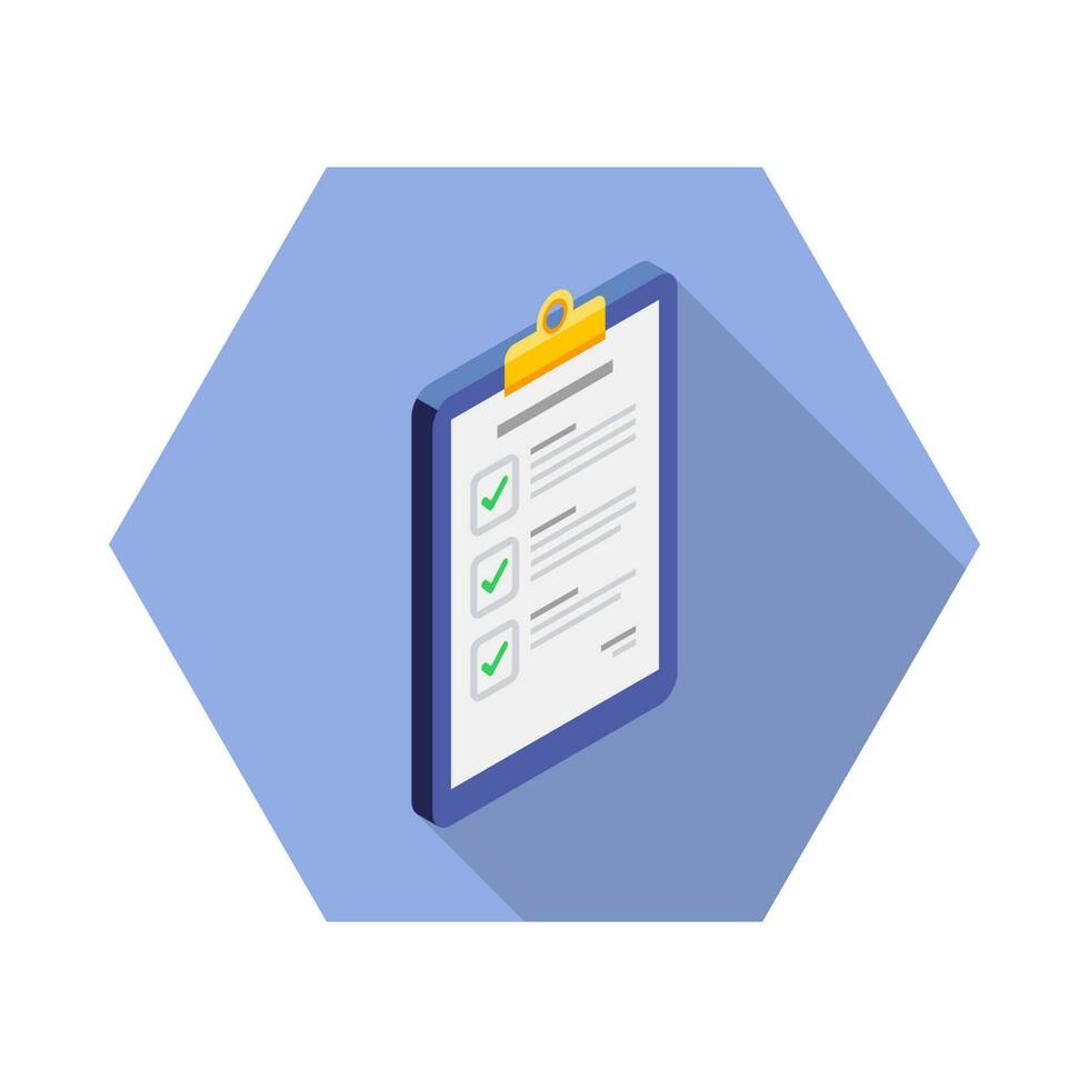 Checklist Isometric right view icon vector isometric. Flat style vector illustration.