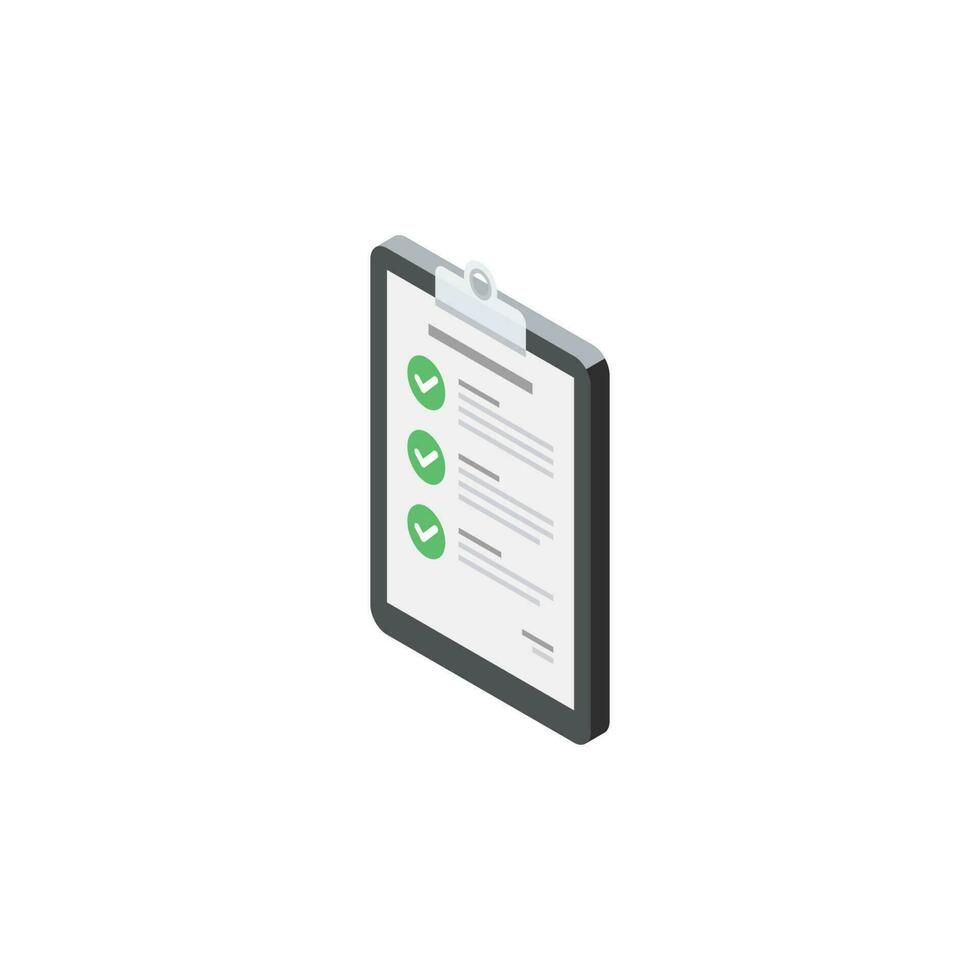 Checklist Isometric left view - White Background icon vector isometric. Flat style vector illustration.