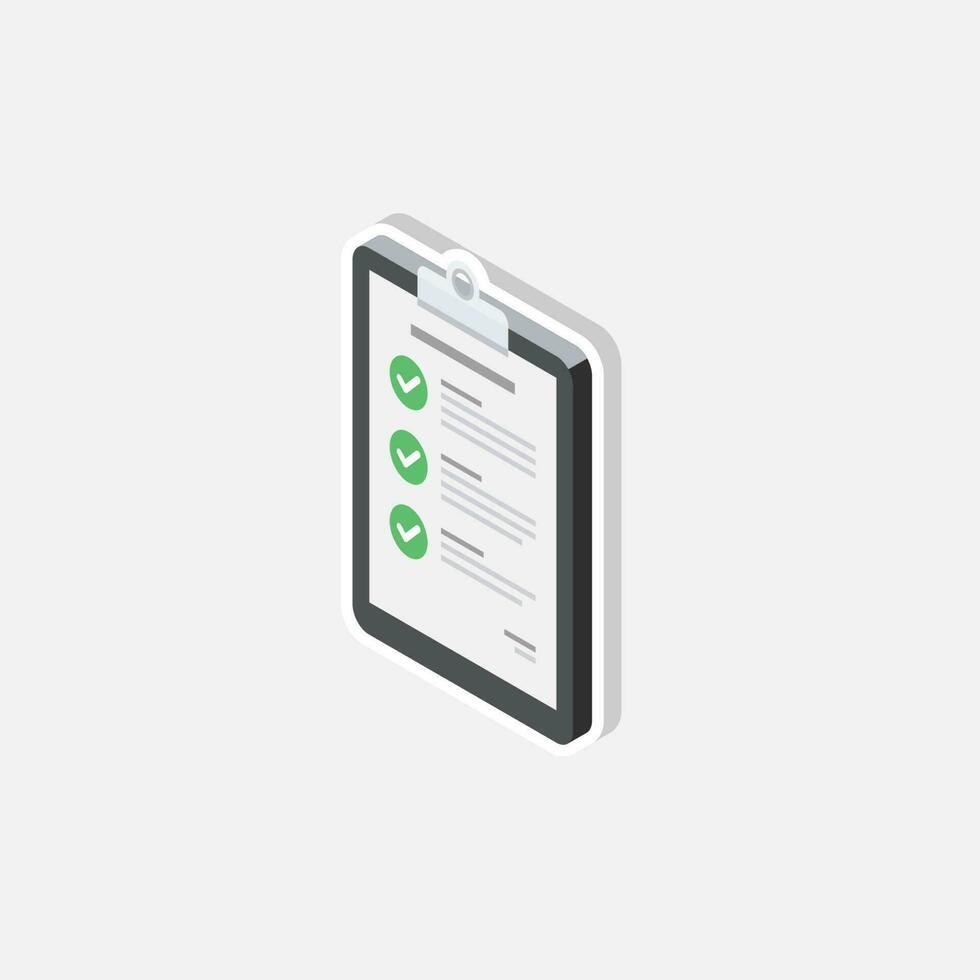 Checklist Isometric left view - White Stroke with Shadow icon vector isometric. Flat style vector illustration.