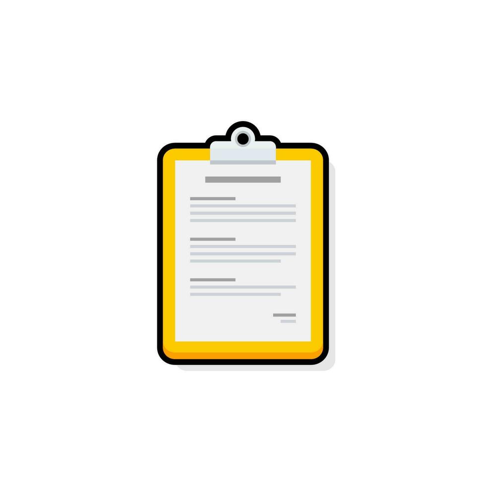 Clipboard - Black Stroke with Shadow icon vector isolated. Flat style vector illustration.