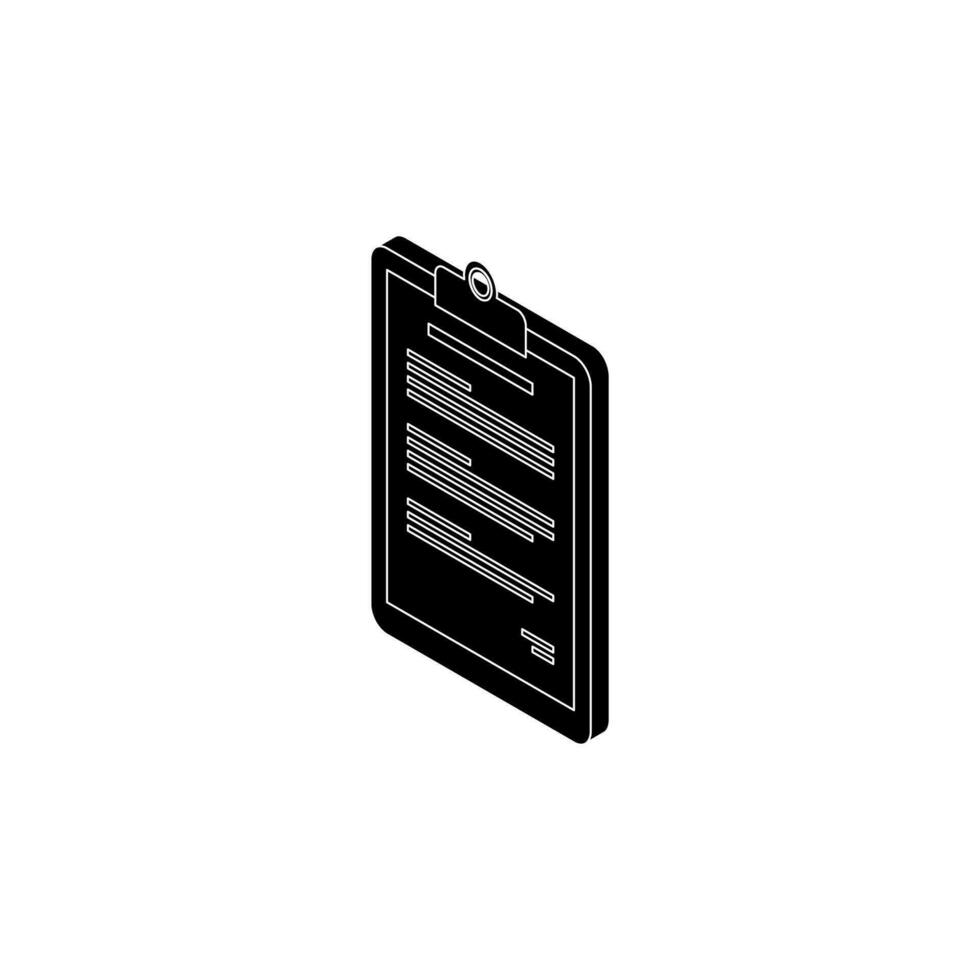 Clipboard Isometric left view - White Outline icon vector isometric. Flat style vector illustration.