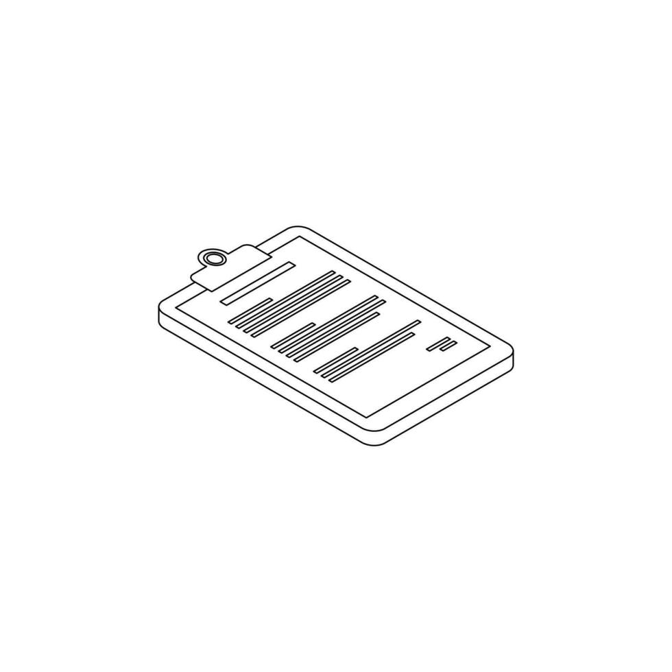 Clipboard Isometric right view - Black Outline icon vector isometric. Flat style vector illustration.