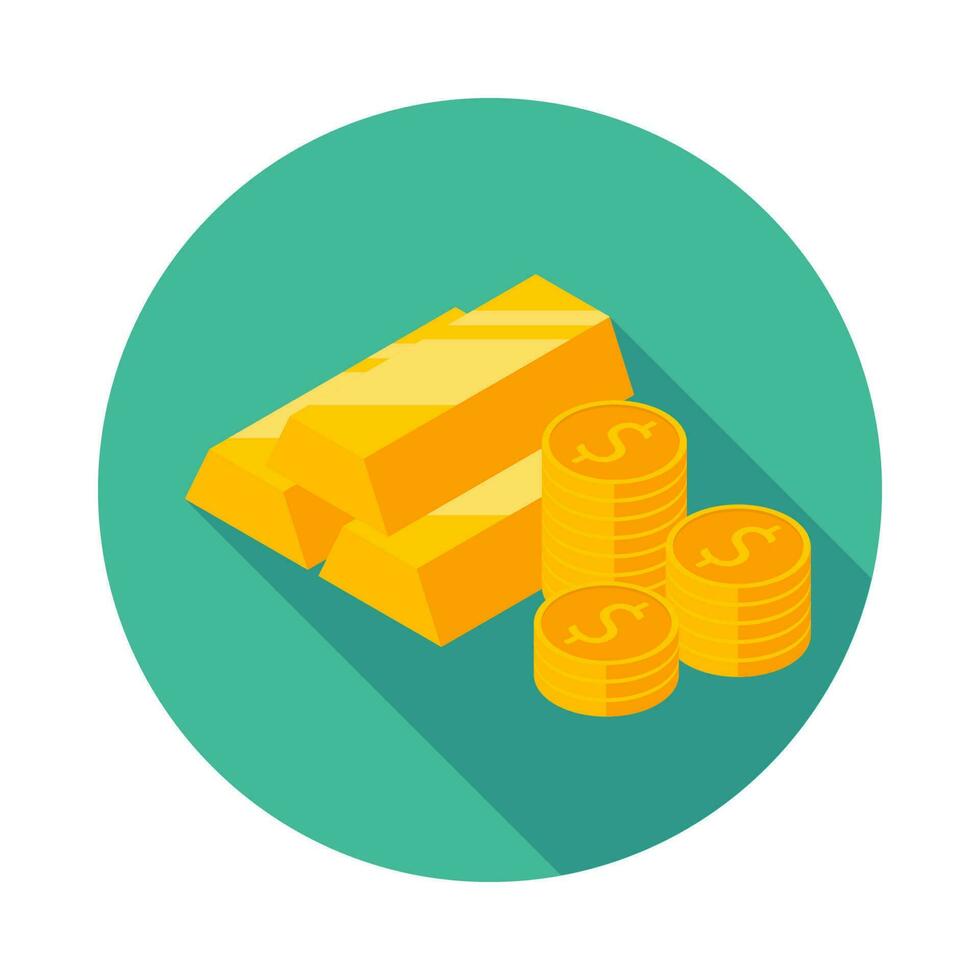 Gold Bar and Coin icon vector isometric. Flat style vector illustration.