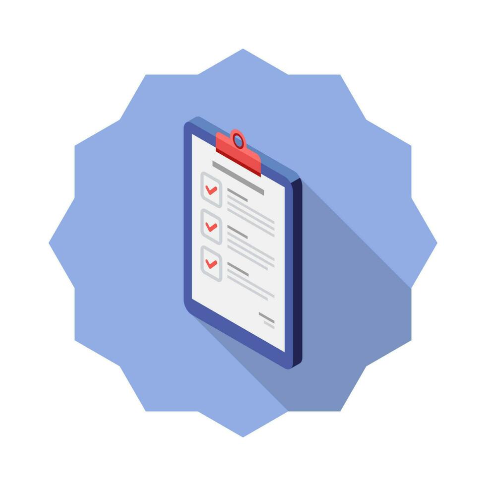 Checklist Isometric left view icon vector isometric. Flat style vector illustration.