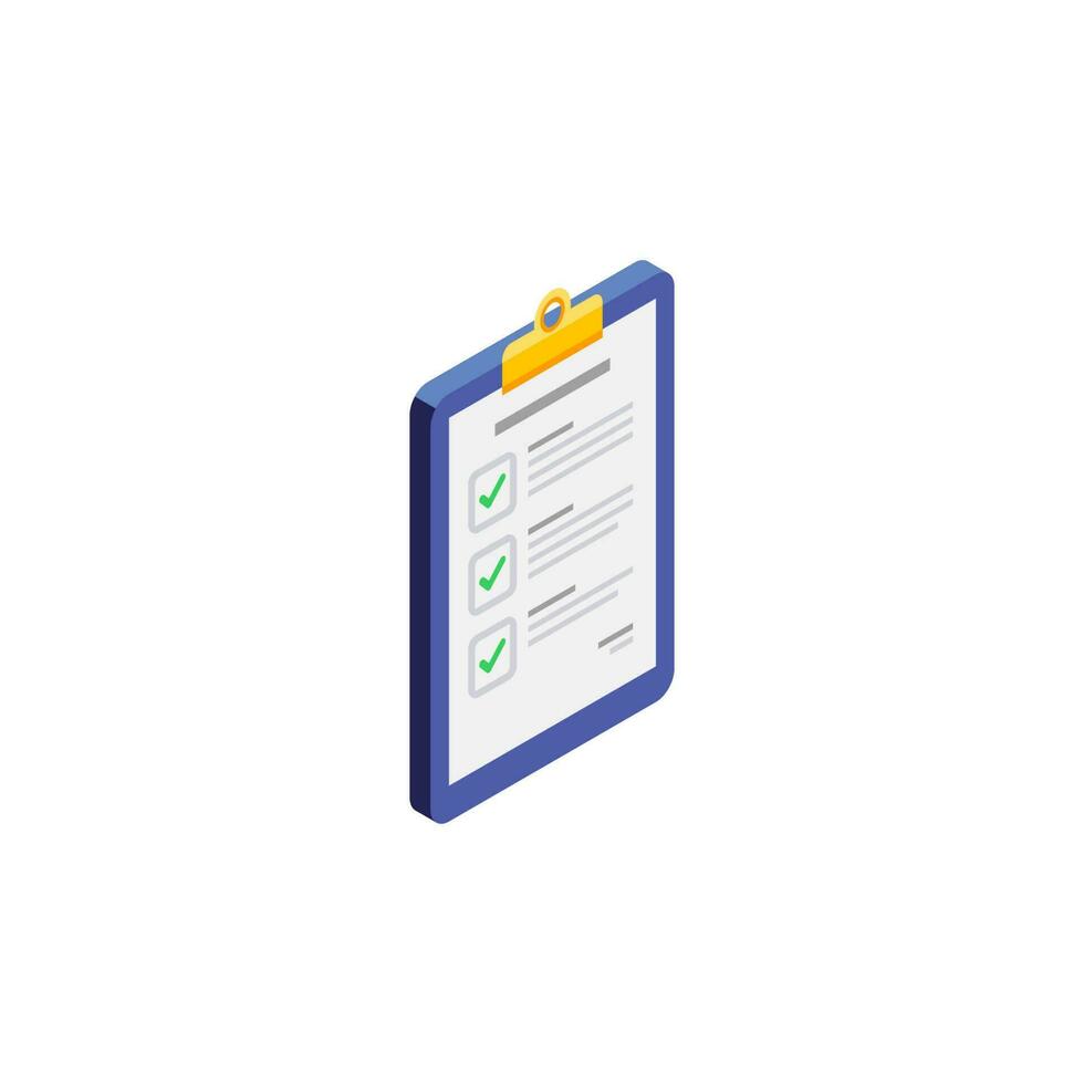 Checklist Isometric right view - White Background icon vector isometric. Flat style vector illustration.