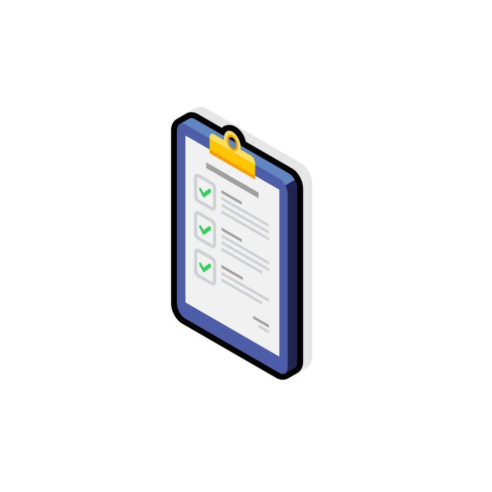 Checklist Isometric left view - Black Stroke with Shadow icon vector isometric. Flat style vector illustration.
