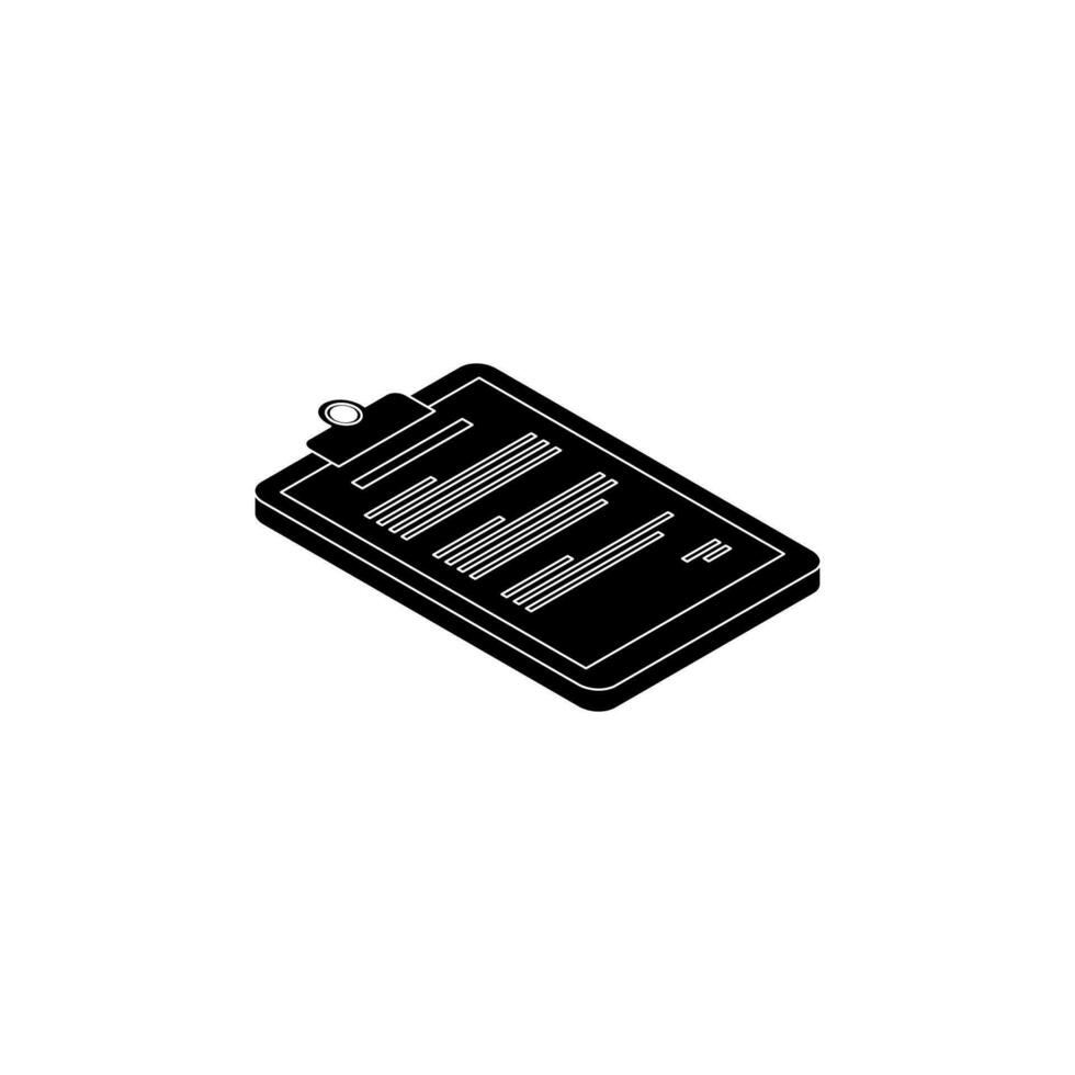 Clipboard Isometric right view - White Outline icon vector isometric. Flat style vector illustration.