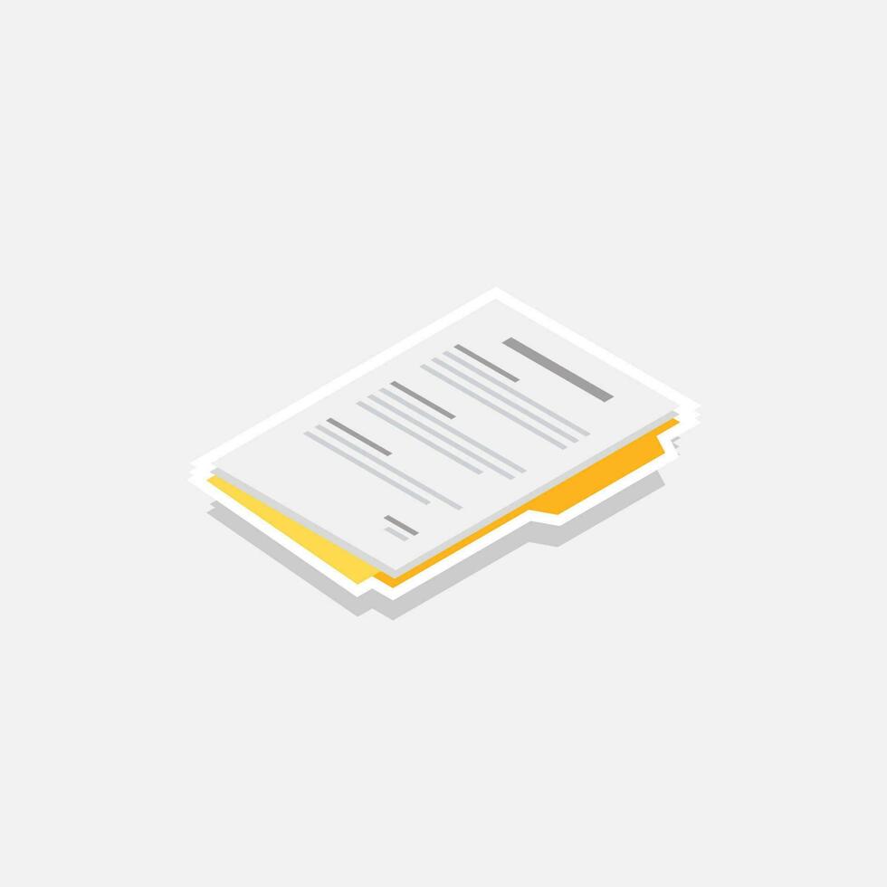 Document Isometric left view - White Stroke with Shadow icon vector isometric. Flat style vector illustration.
