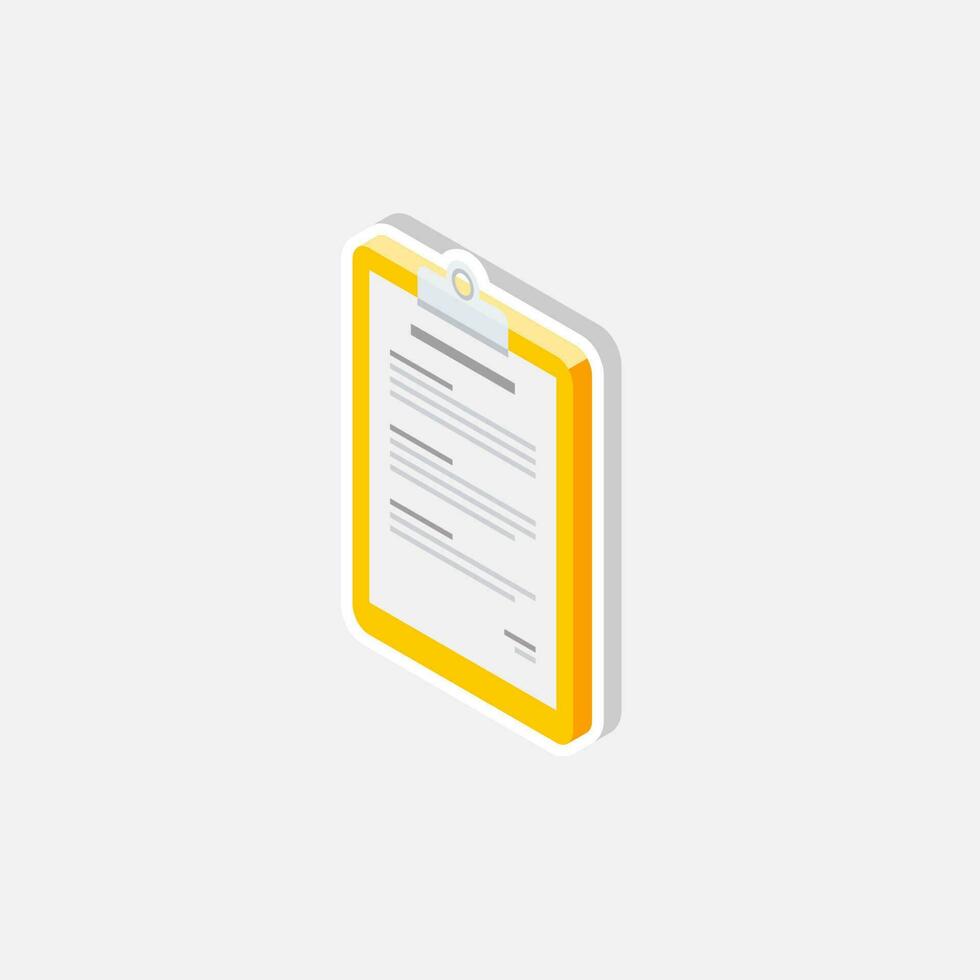 Clipboard Isometric left view - White Stroke with Shadow icon vector isometric. Flat style vector illustration.