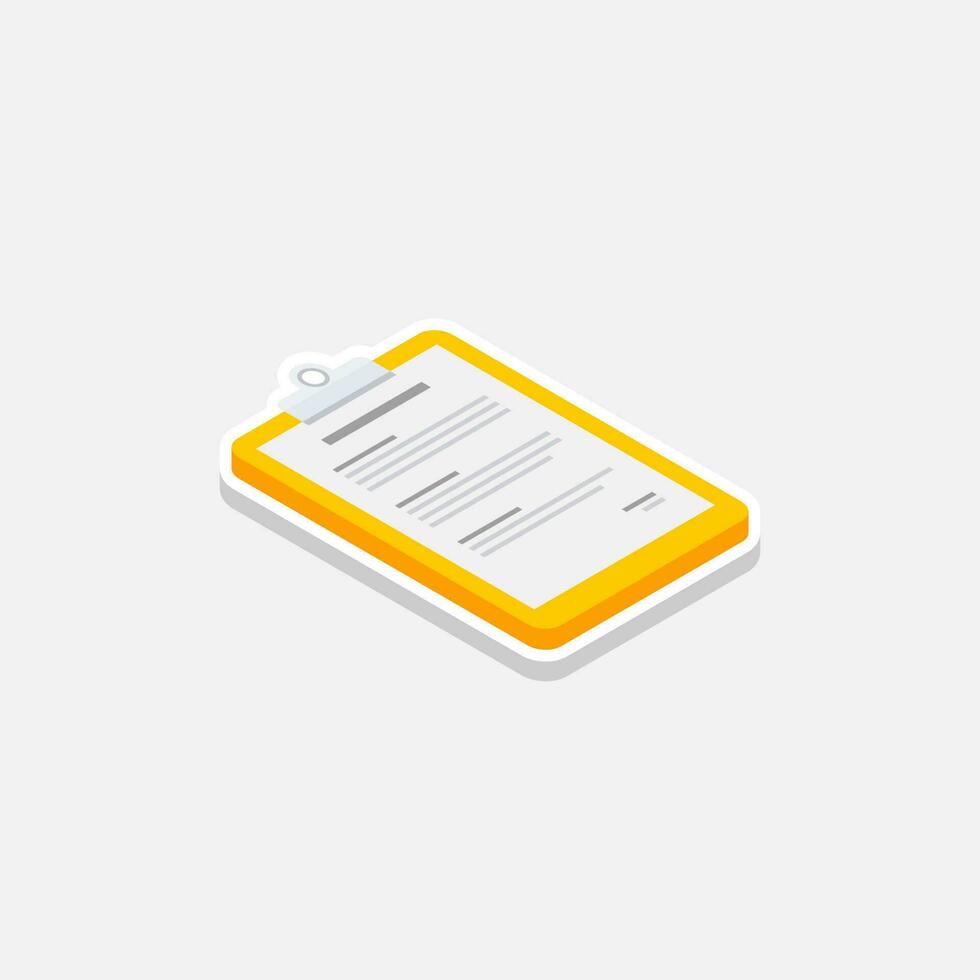 Clipboard Isometric right view - White Stroke with Shadow icon vector isometric. Flat style vector illustration.