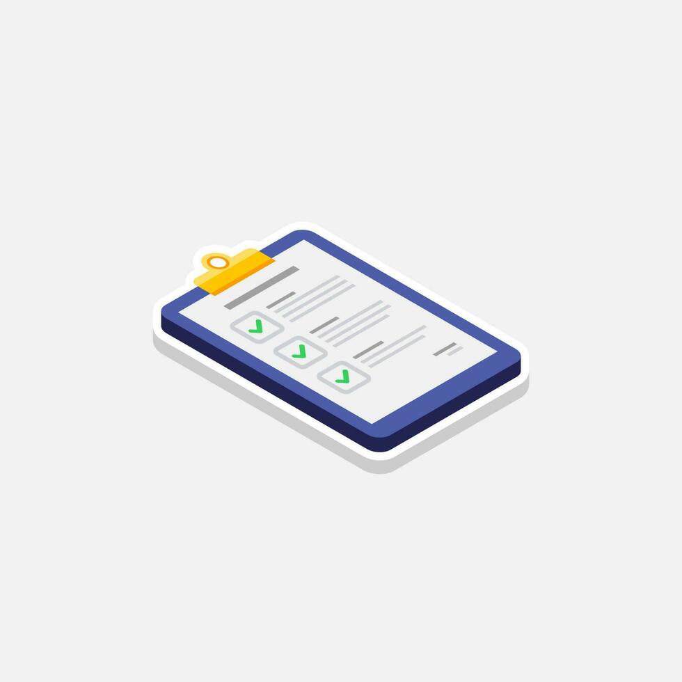 Checklist Isometric right view - White Stroke with Shadow icon vector isometric. Flat style vector illustration.